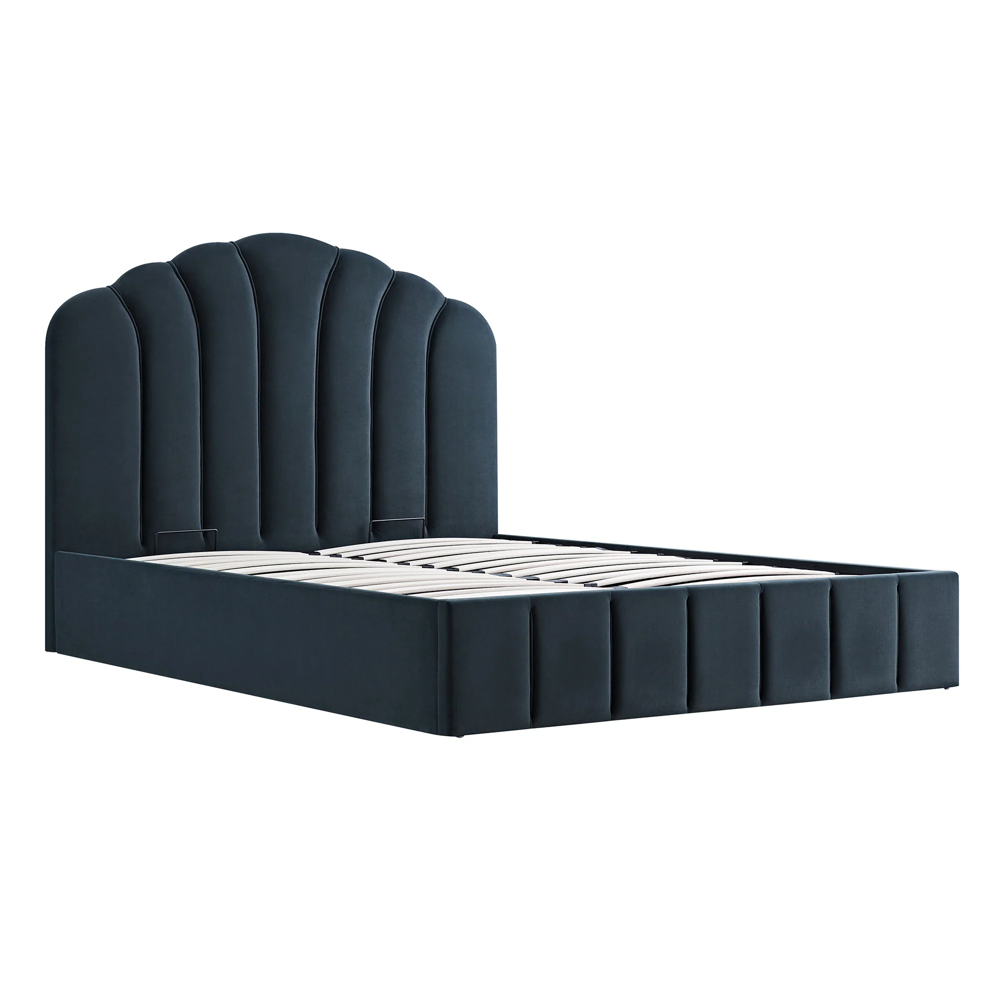 Hana Ottoman Storage Bed, Aegean Blue Velvet - Image 7