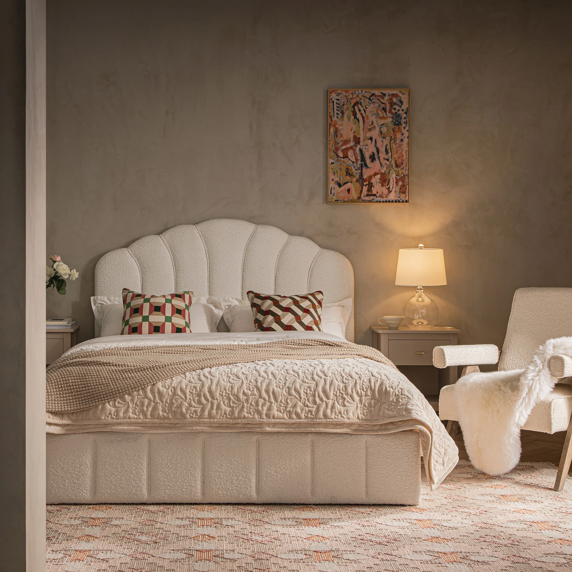 Hana Ottoman Storage Bed, Ecru Boucle - Image 2