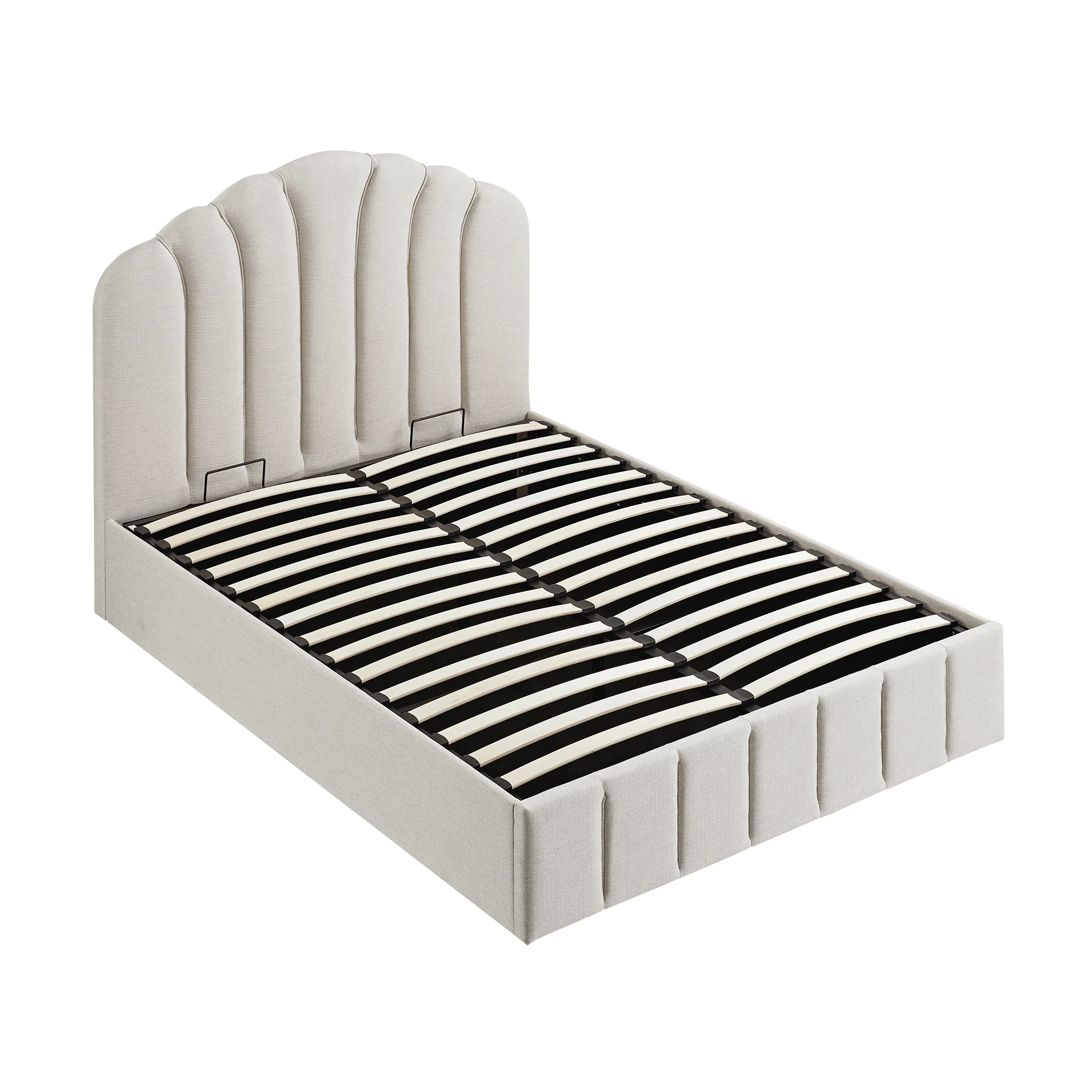 Hana Ottoman Storage Bed, Ivory Weave Fabric - Image 11