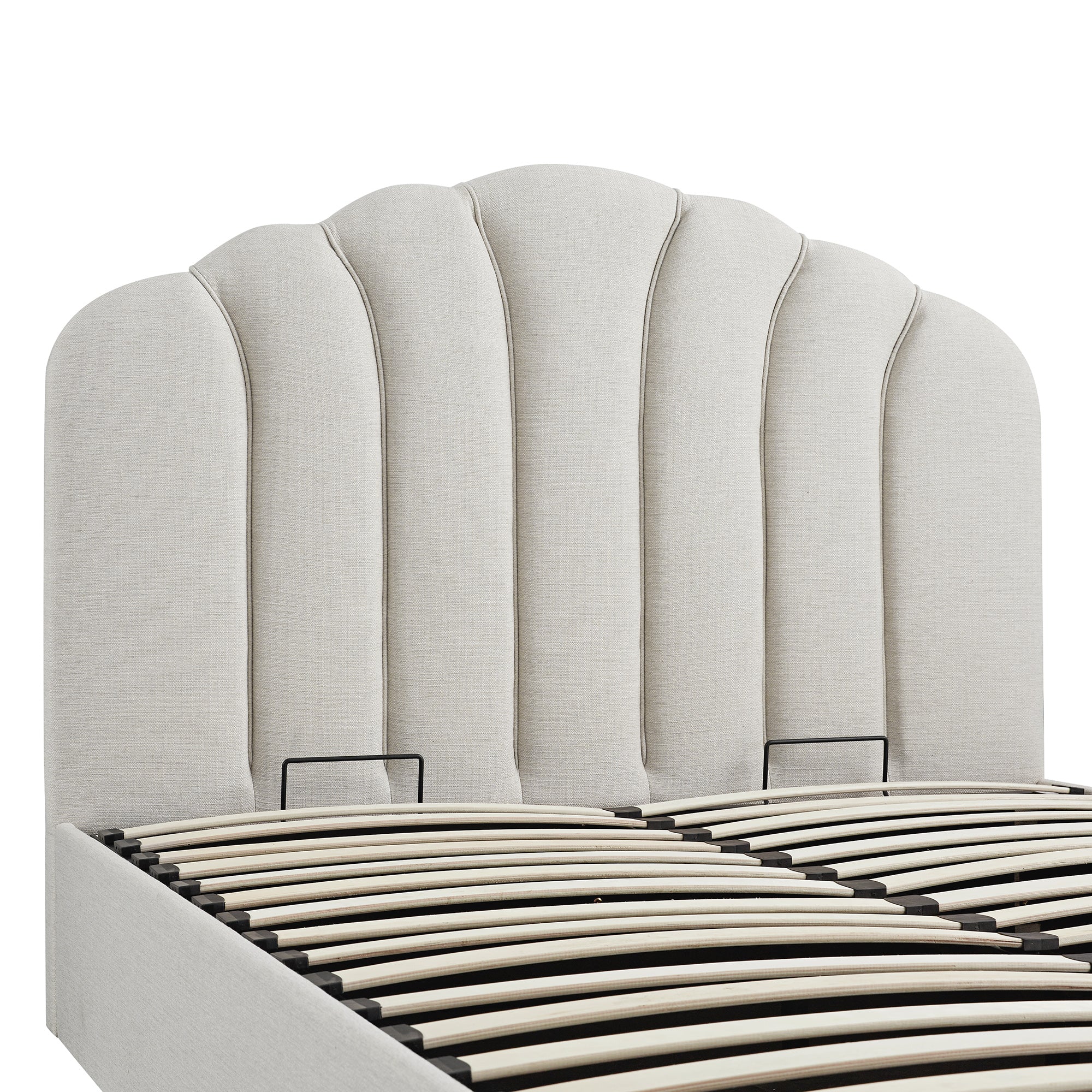 Hana Ottoman Storage Bed, Ivory Weave Fabric - Image 14
