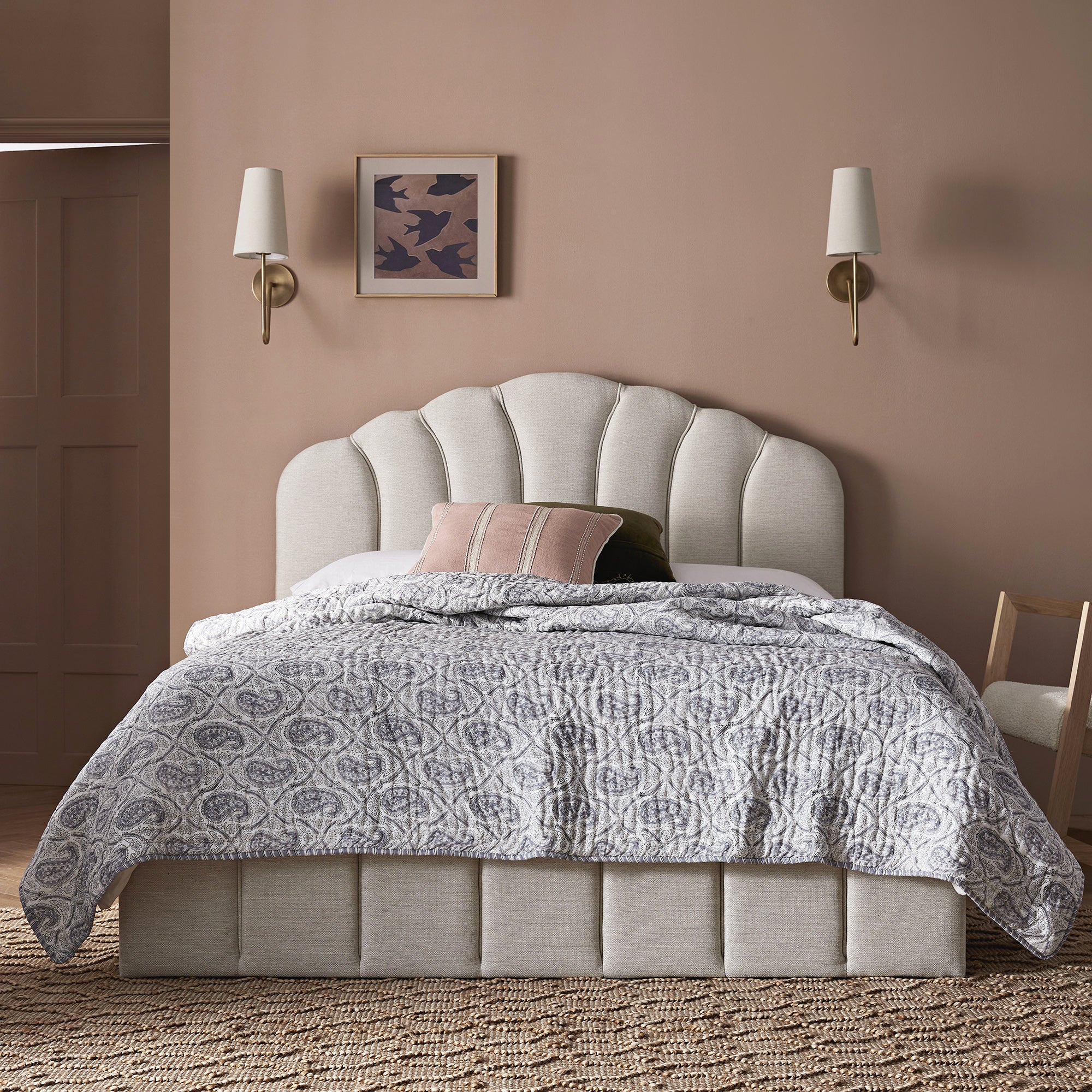 Hana Ottoman Storage Bed, Ivory Weave Fabric - Image 2