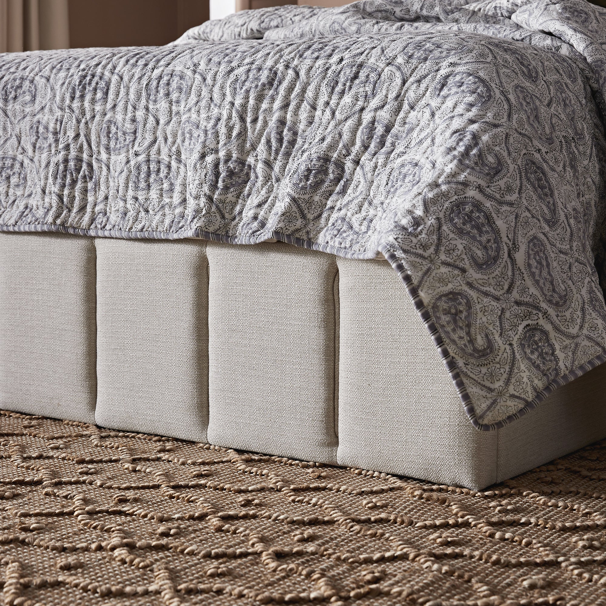 Hana Ottoman Storage Bed, Ivory Weave Fabric - Image 5