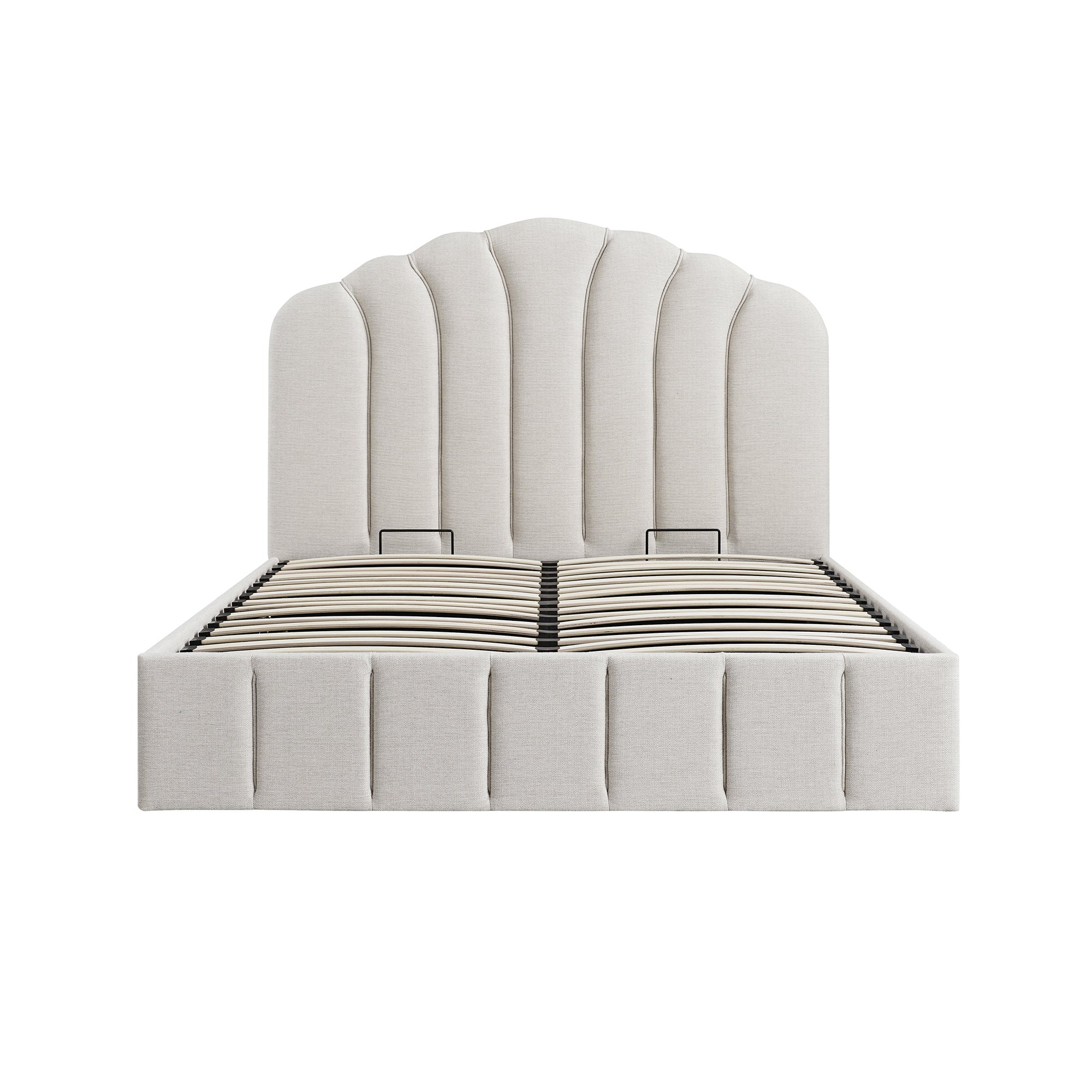 Hana Ottoman Storage Bed, Ivory Weave Fabric - Image 7