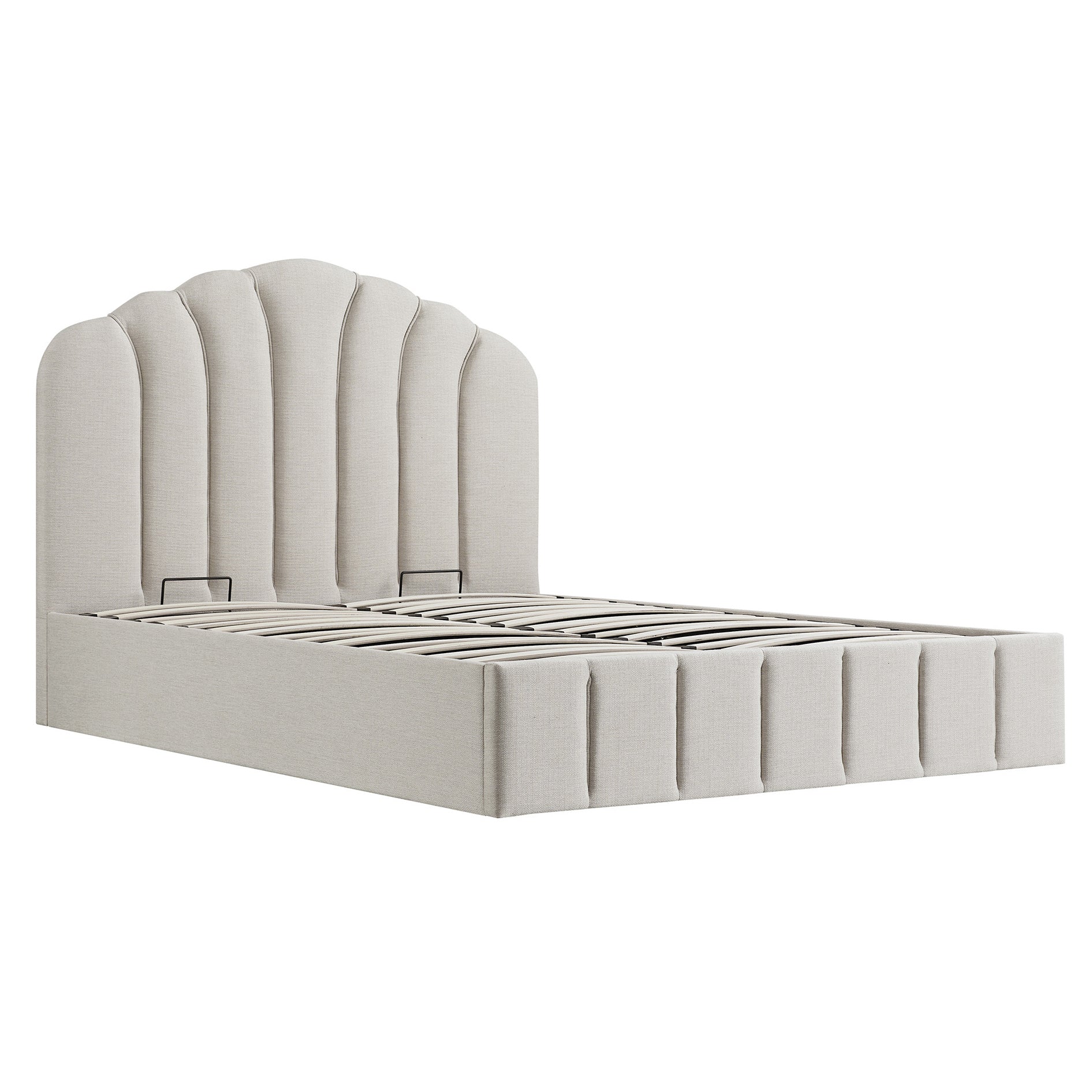 Hana Ottoman Storage Bed, Ivory Weave Fabric - Image 8