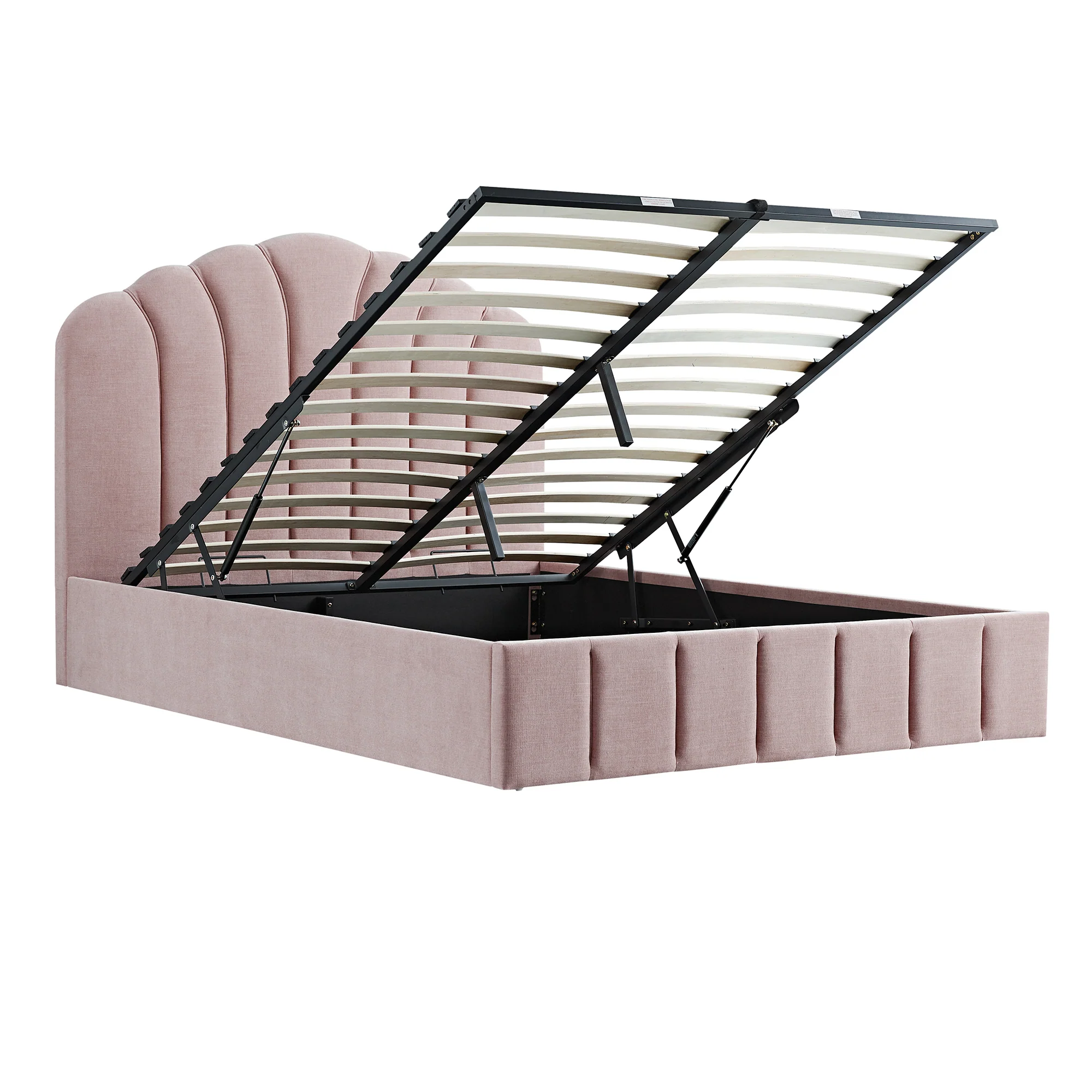 Hana Ottoman Storage Bed, Petal Pink Chenille - Image 11