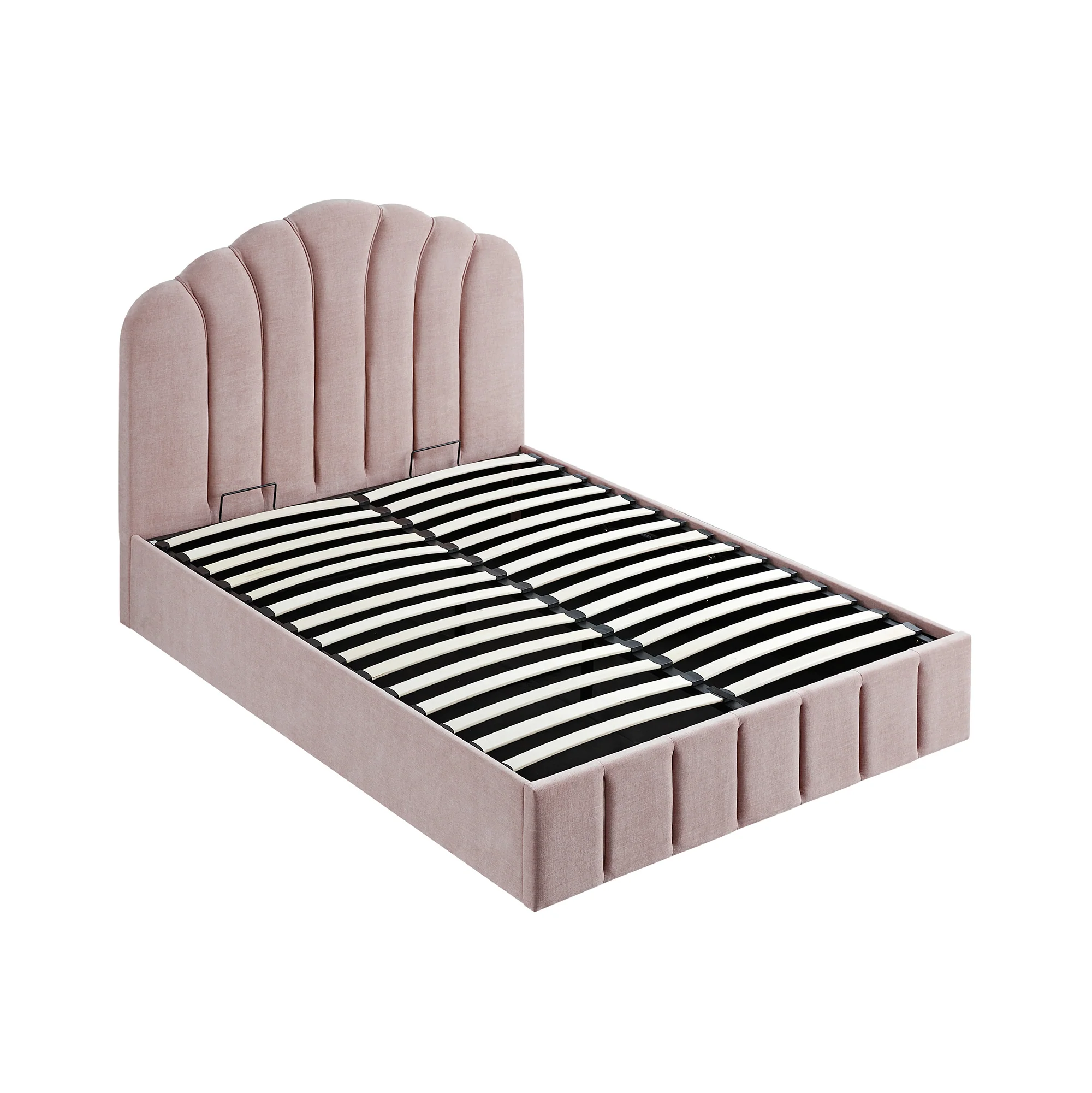 Hana Ottoman Storage Bed, Petal Pink Chenille - Image 12