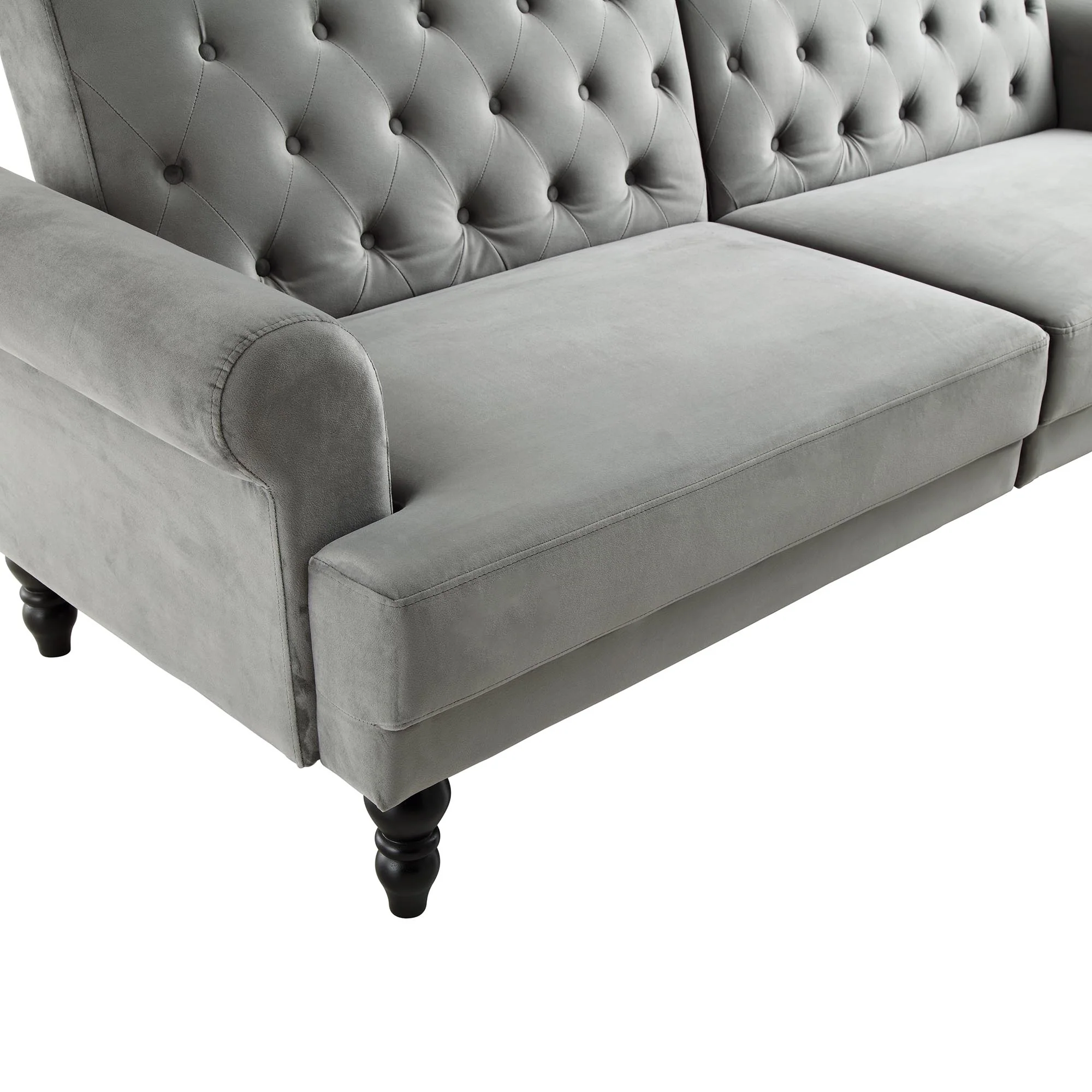 Hanney 3-Seater Chesterfield Sofabed in Grey Velvet - Image 14