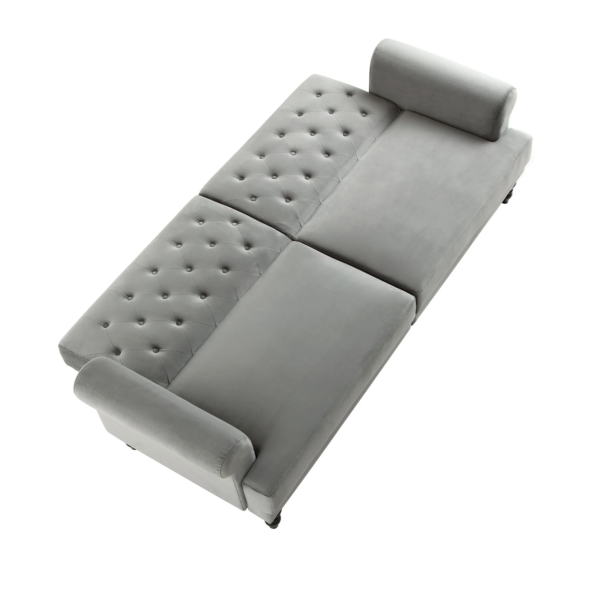 Hanney 3-Seater Chesterfield Sofabed in Grey Velvet - Image 8