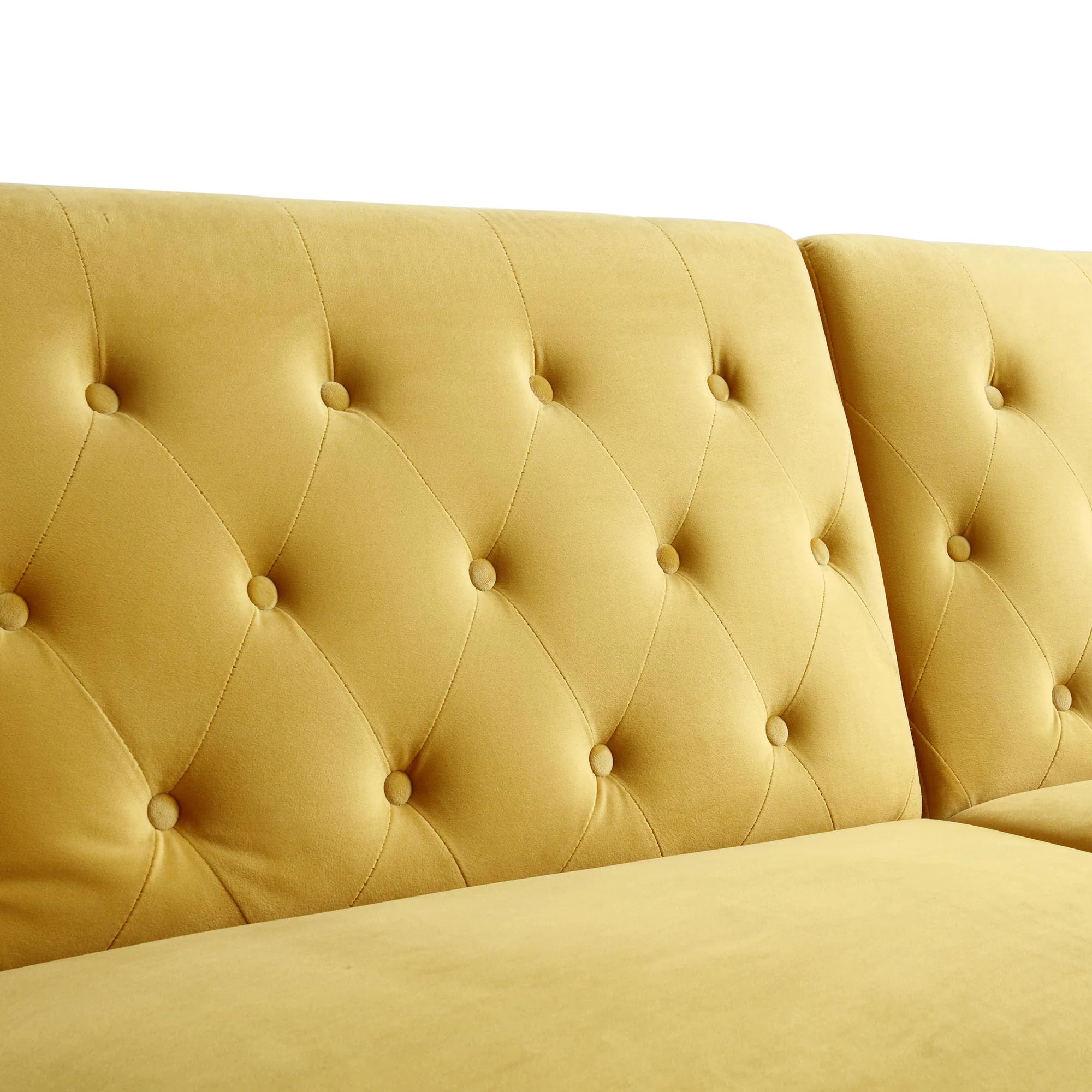 Hanney 3-Seater Chesterfield Sofabed in Mustard Yellow Velvet - Image 18