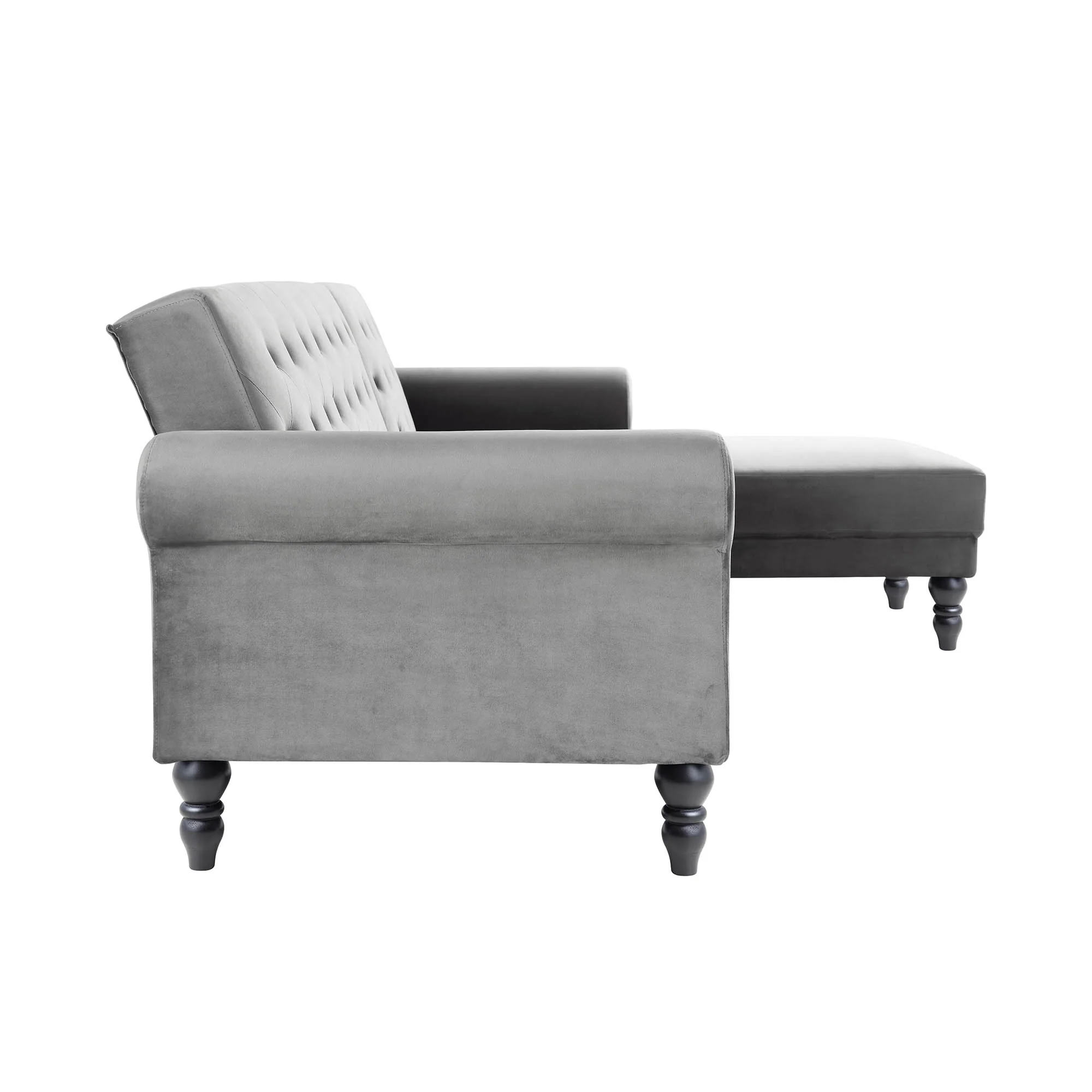 Hanney Chesterfield Chaise Sofabed in Grey Velvet - Image 12