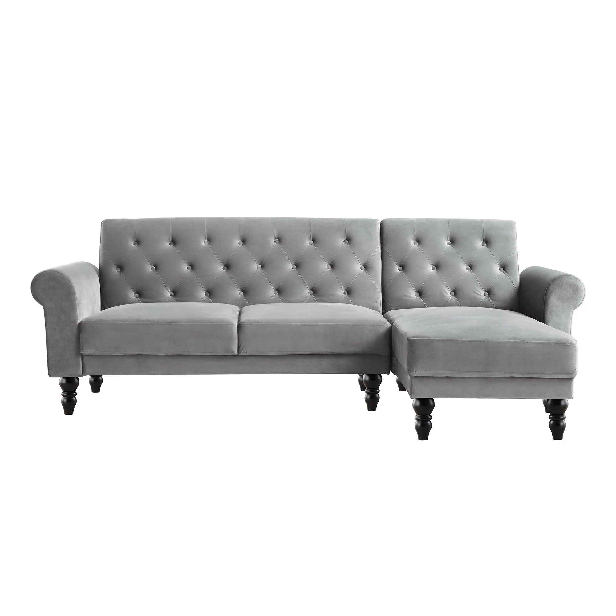 Hanney Chesterfield Chaise Sofabed in Grey Velvet - Image 5