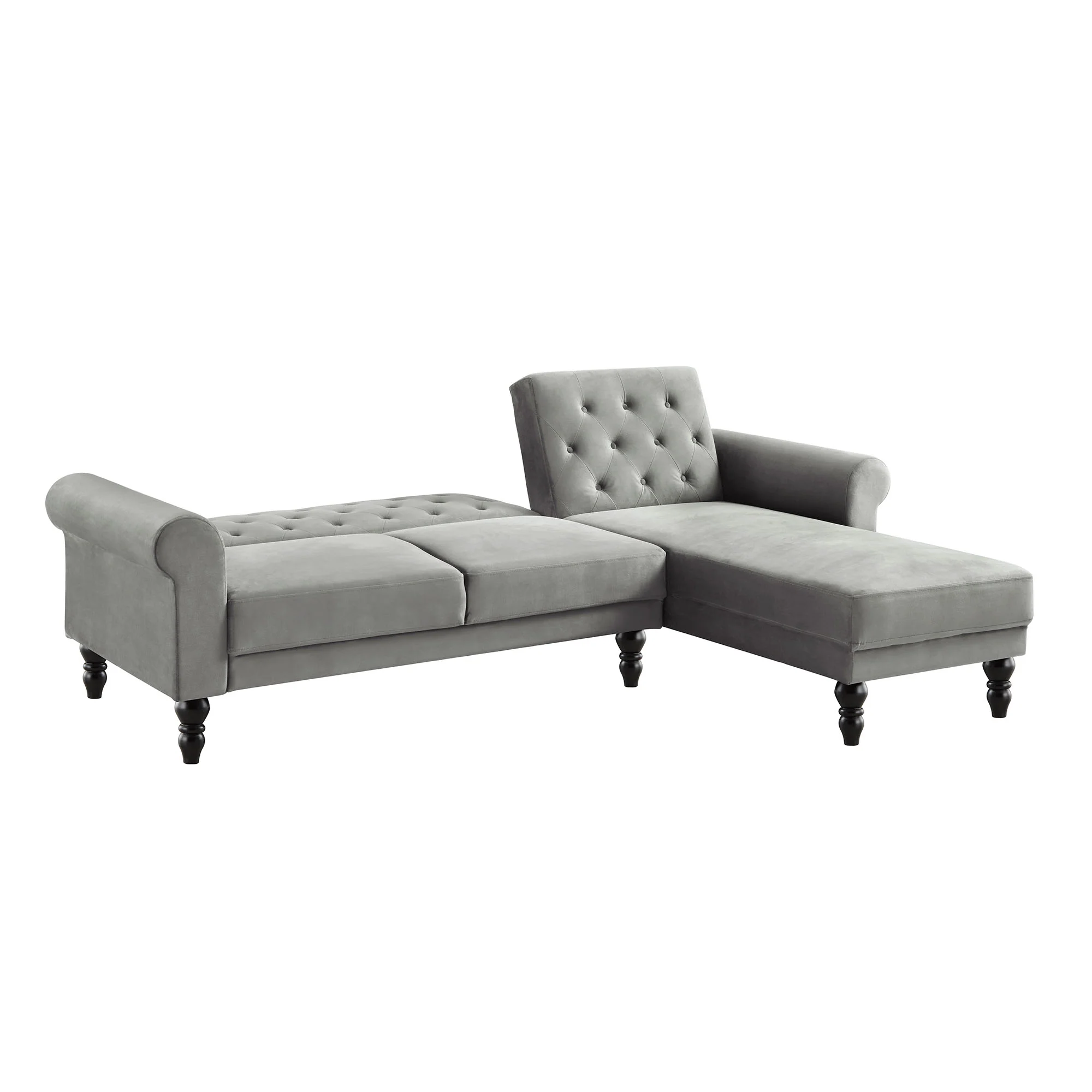 Hanney Chesterfield Chaise Sofabed in Grey Velvet - Image 7