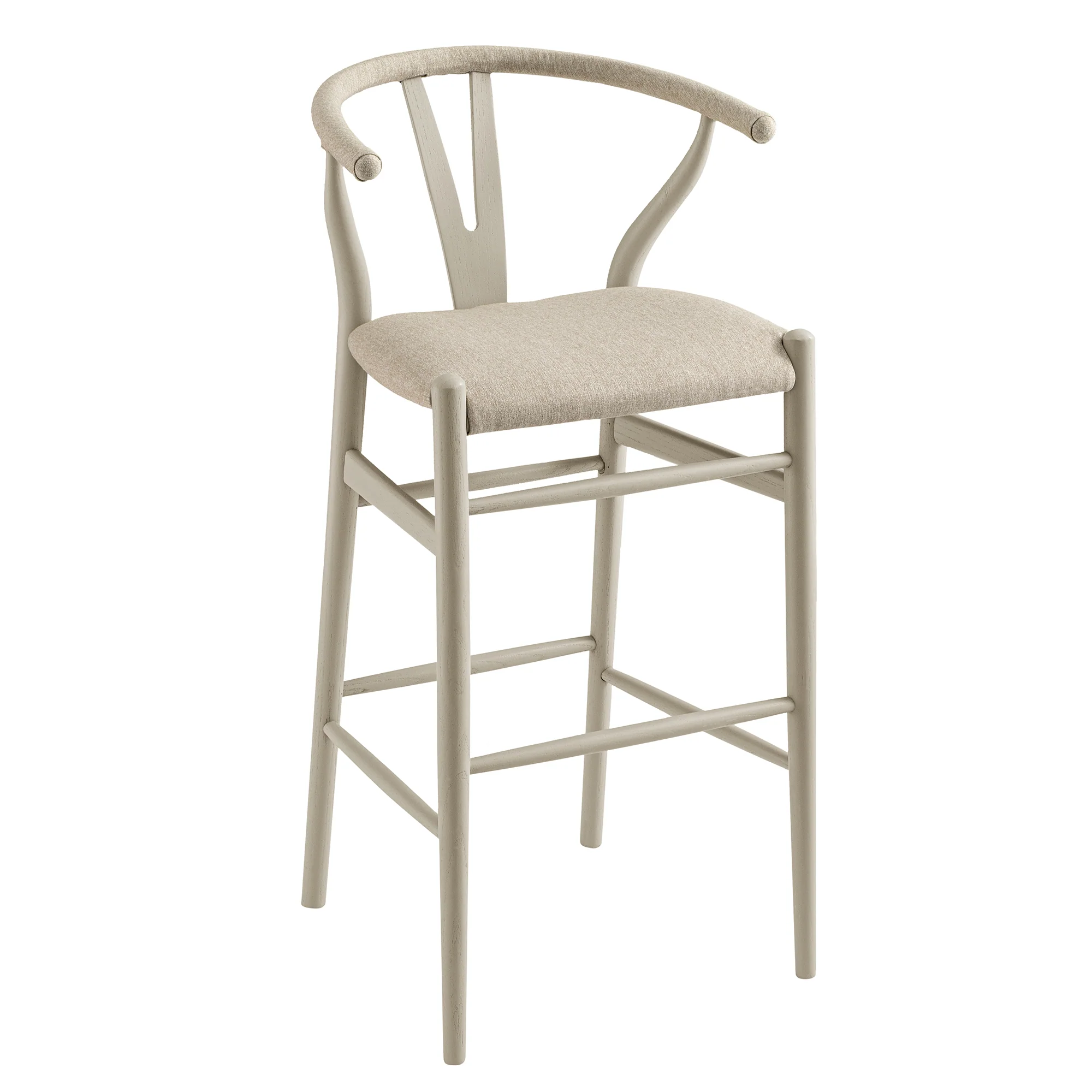 Hansel Bar Stool, Taupe Frame with Oatmeal Fabric Seat - Image 2