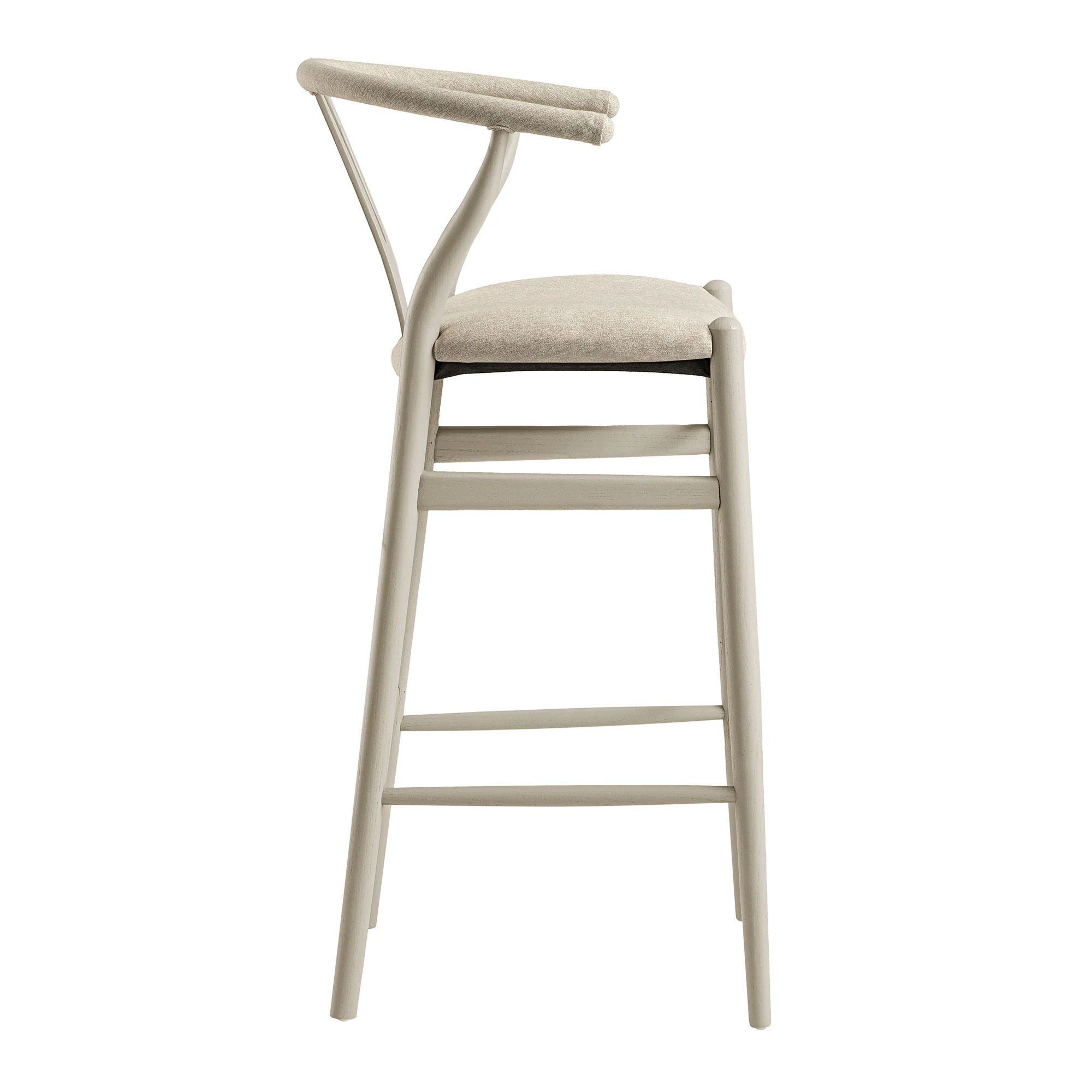 Hansel Bar Stool, Taupe Frame with Oatmeal Fabric Seat - Image 3