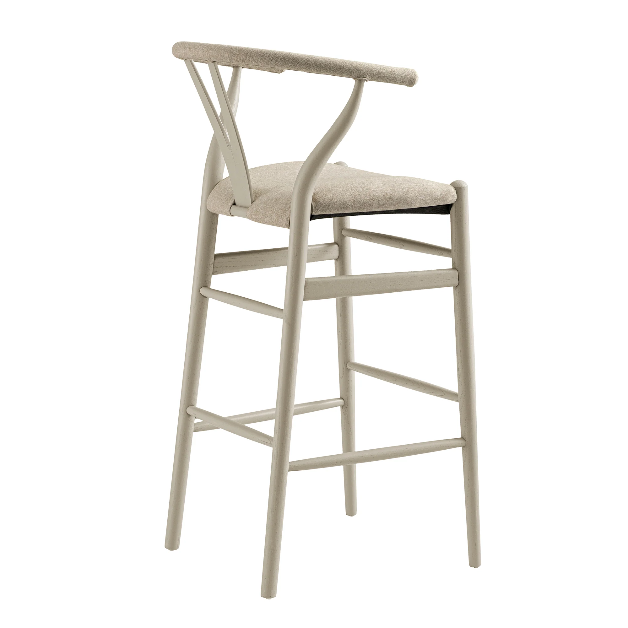 Hansel Bar Stool, Taupe Frame with Oatmeal Fabric Seat - Image 6