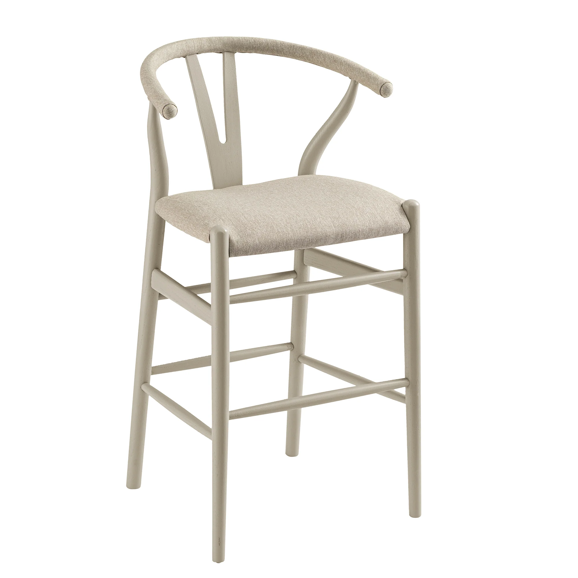 Hansel Counter Stool, Taupe Frame with Oatmeal Fabric Seat - Image 6