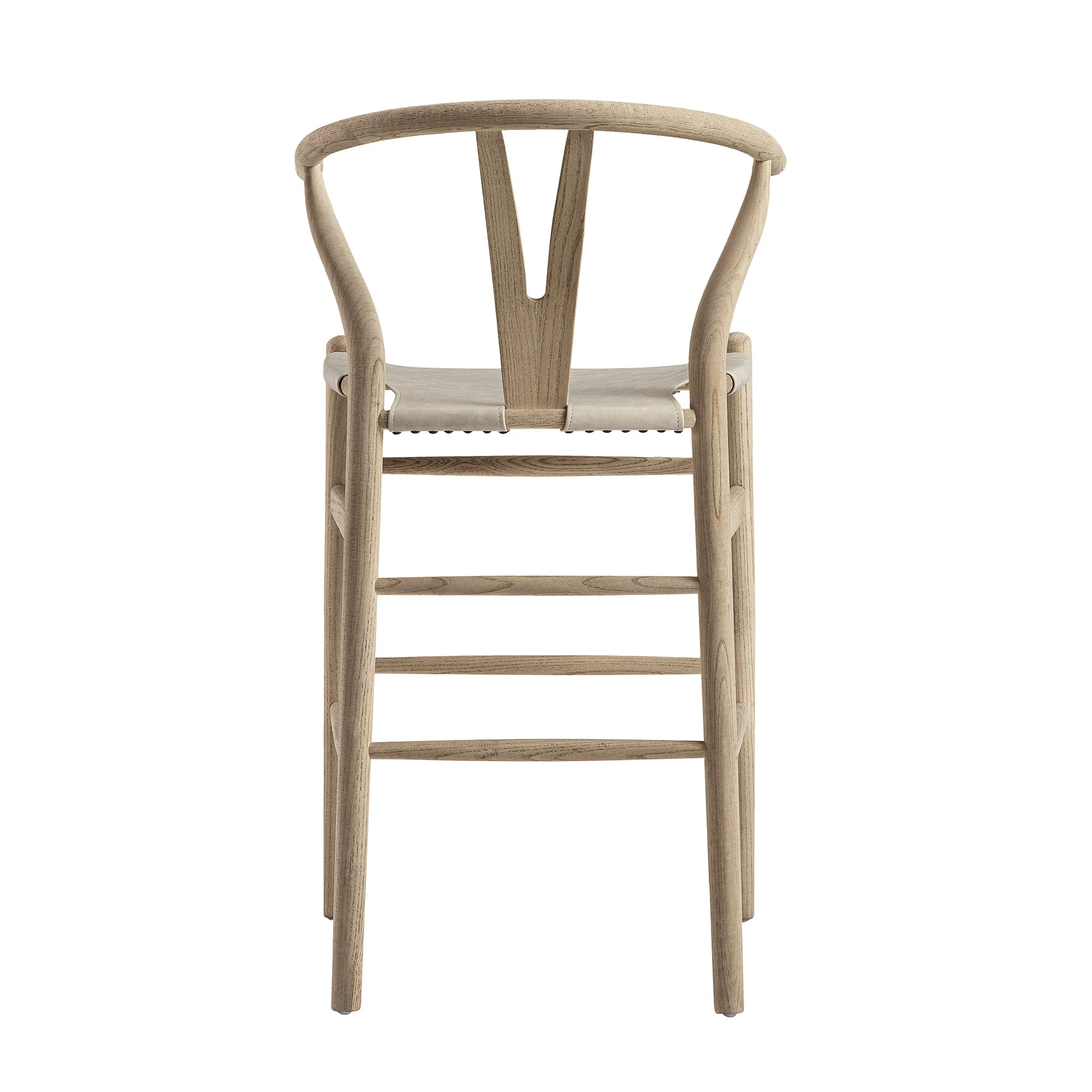 Hansel Counter Stool, Weathered Elm Frame with Light Grey Faux Leather Seat - Image 11