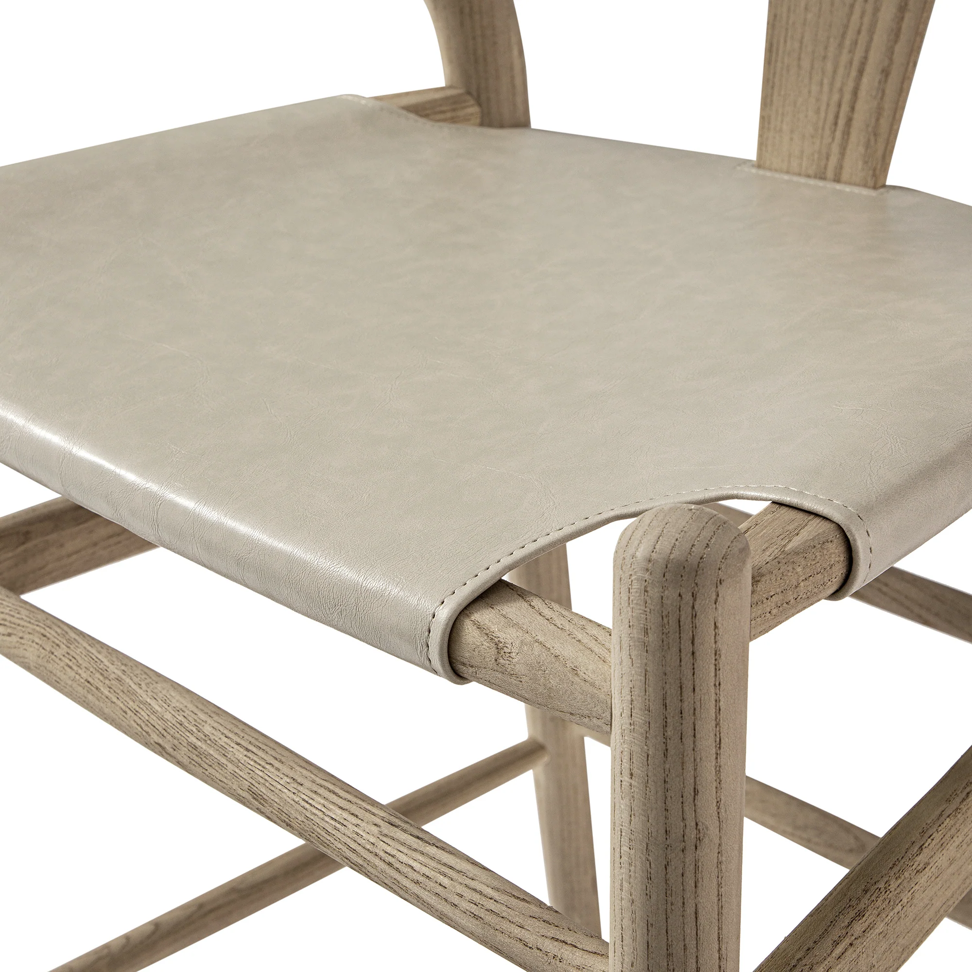 Hansel Counter Stool, Weathered Elm Frame with Light Grey Faux Leather Seat - Image 14