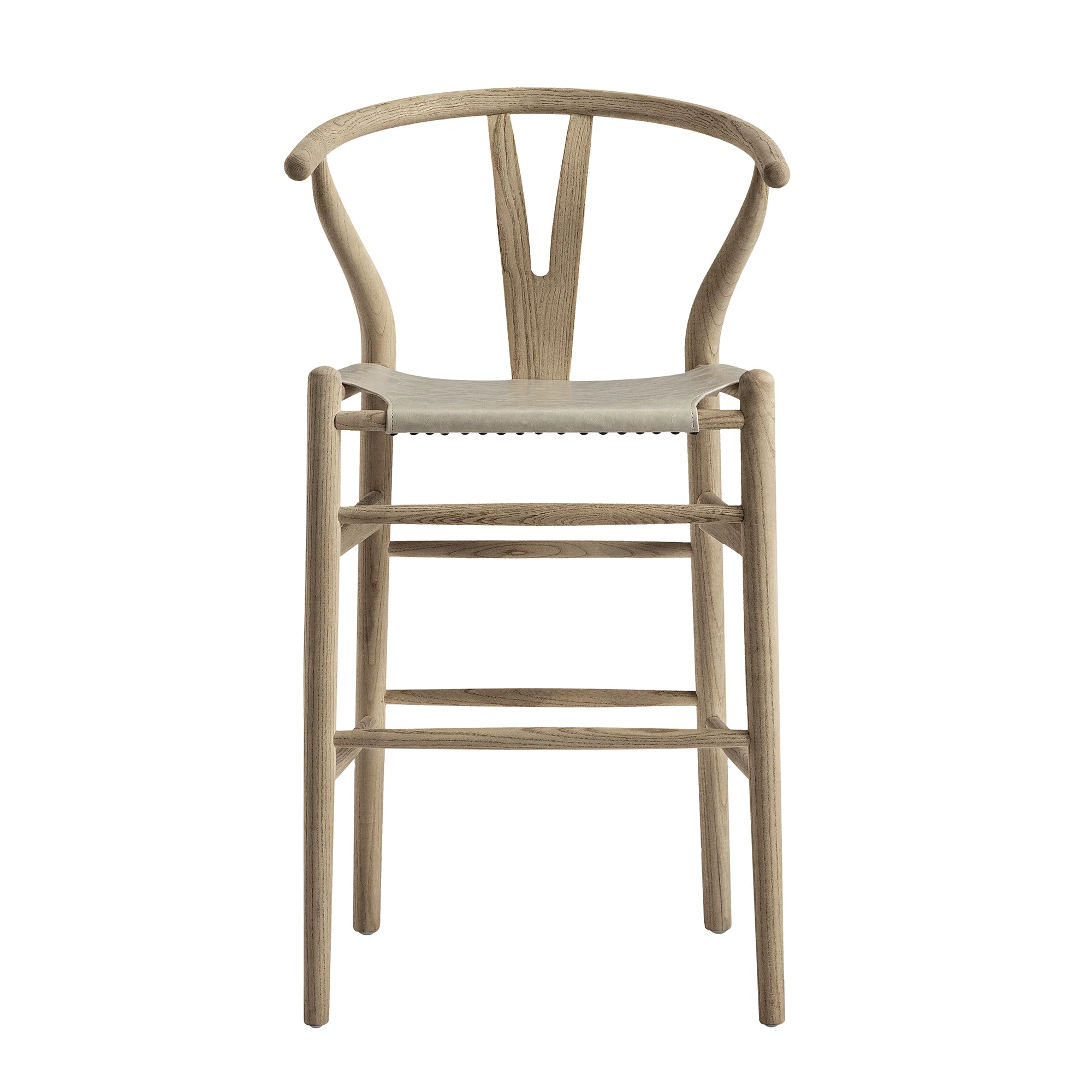 Hansel Counter Stool, Weathered Elm Frame with Light Grey Faux Leather Seat - Image 5