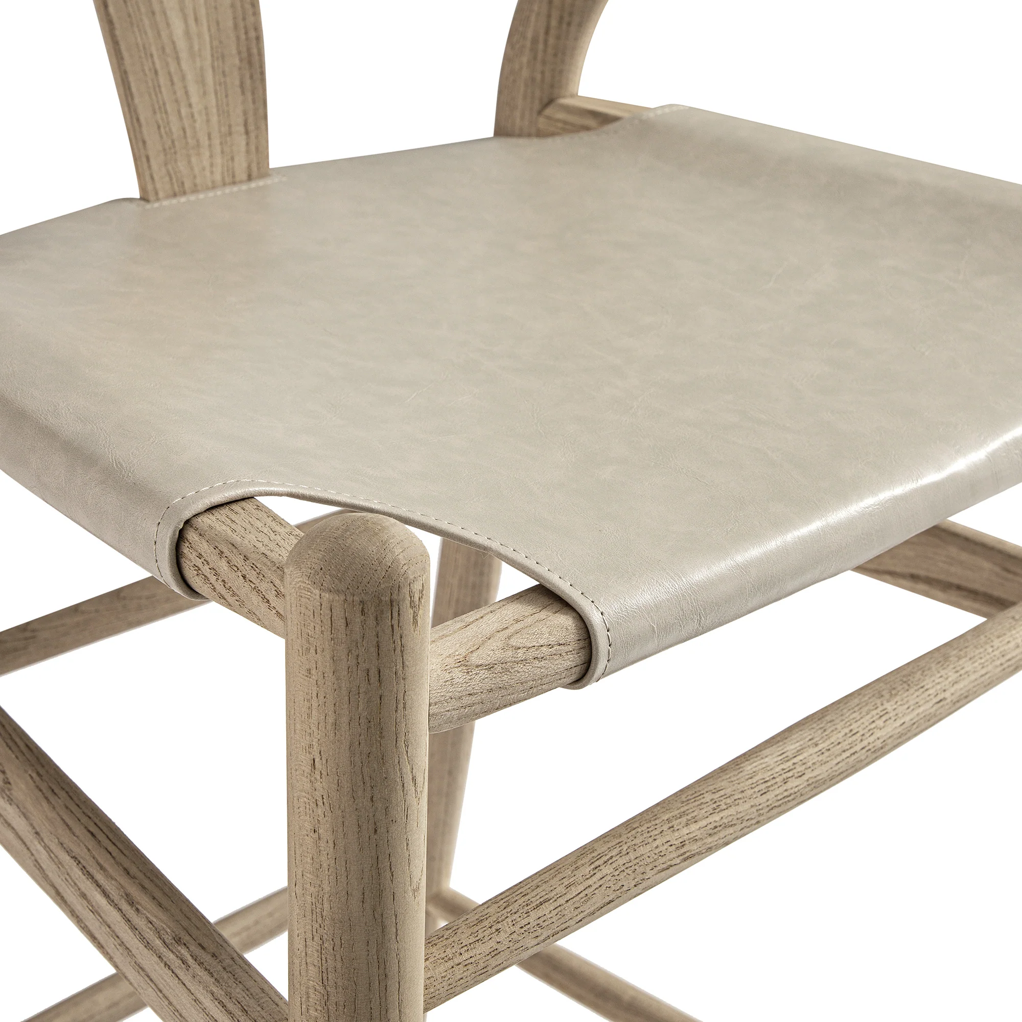 Hansel Bar Stool, Weathered Elm Frame with Light Grey Faux Leather Seat - Image 10