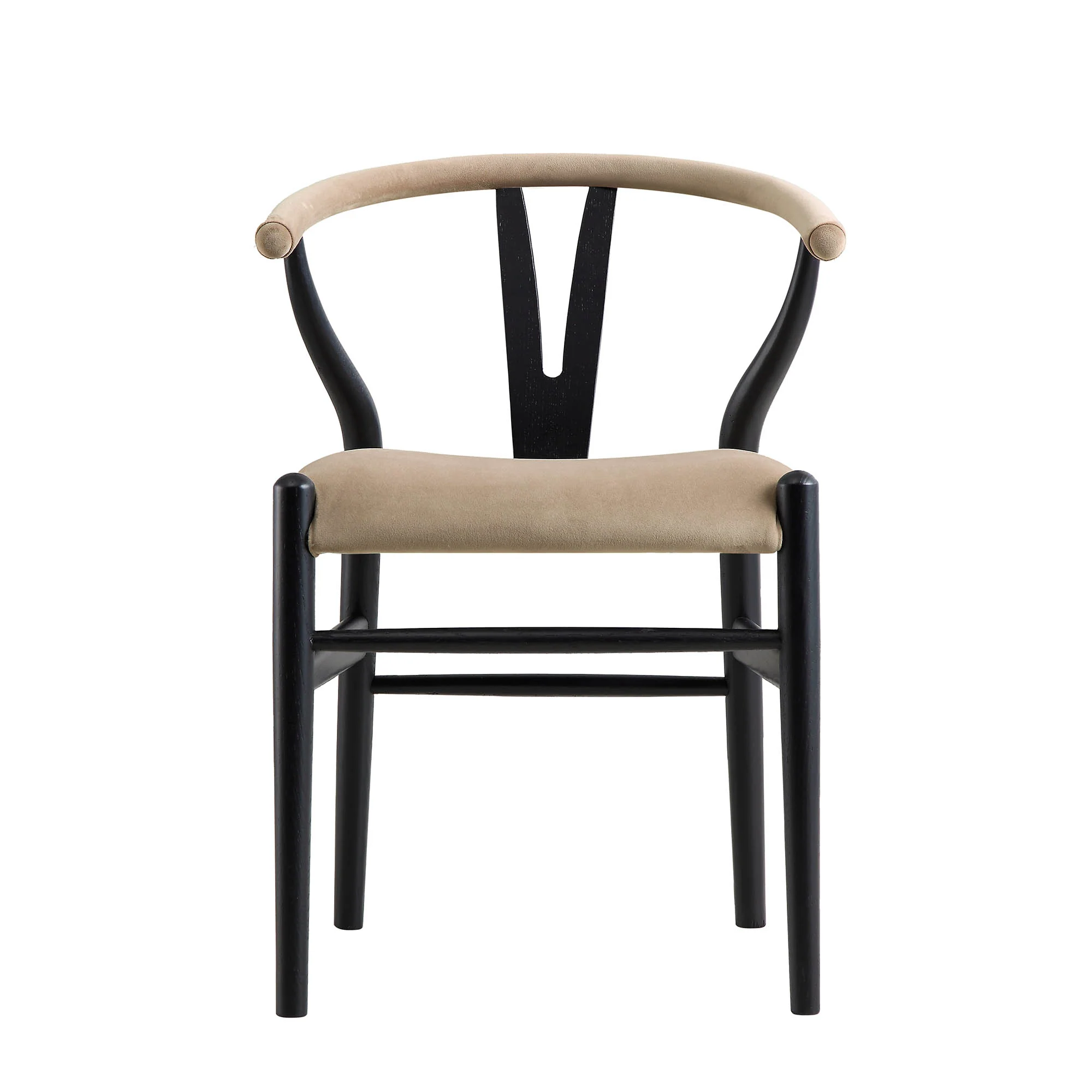 Hansel Padded Dining Chair, Taupe Velvet and Black Frame - Image 4