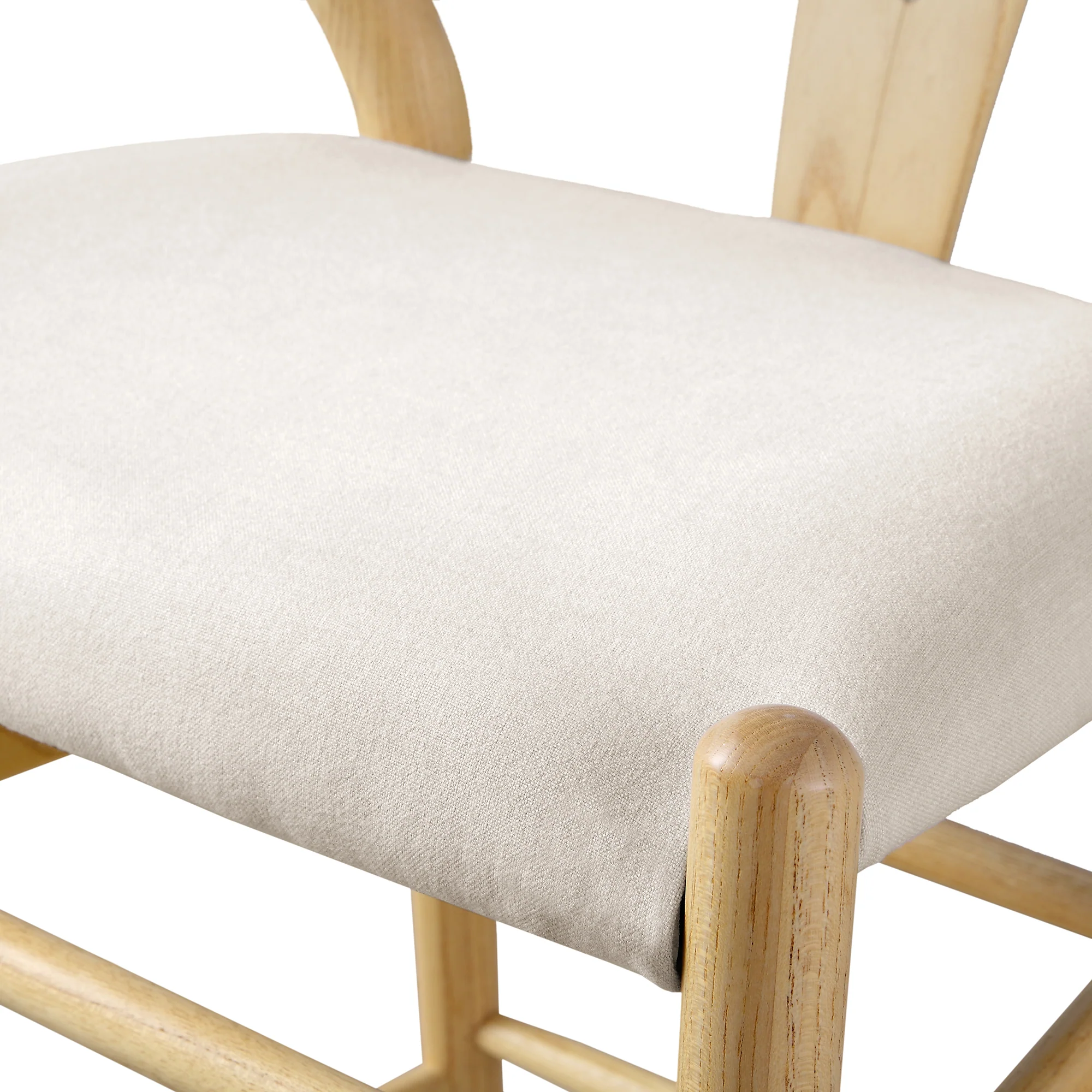 Hansel Upholstered Counter Stool, Beige Fabric and Natural Frame - Image 9