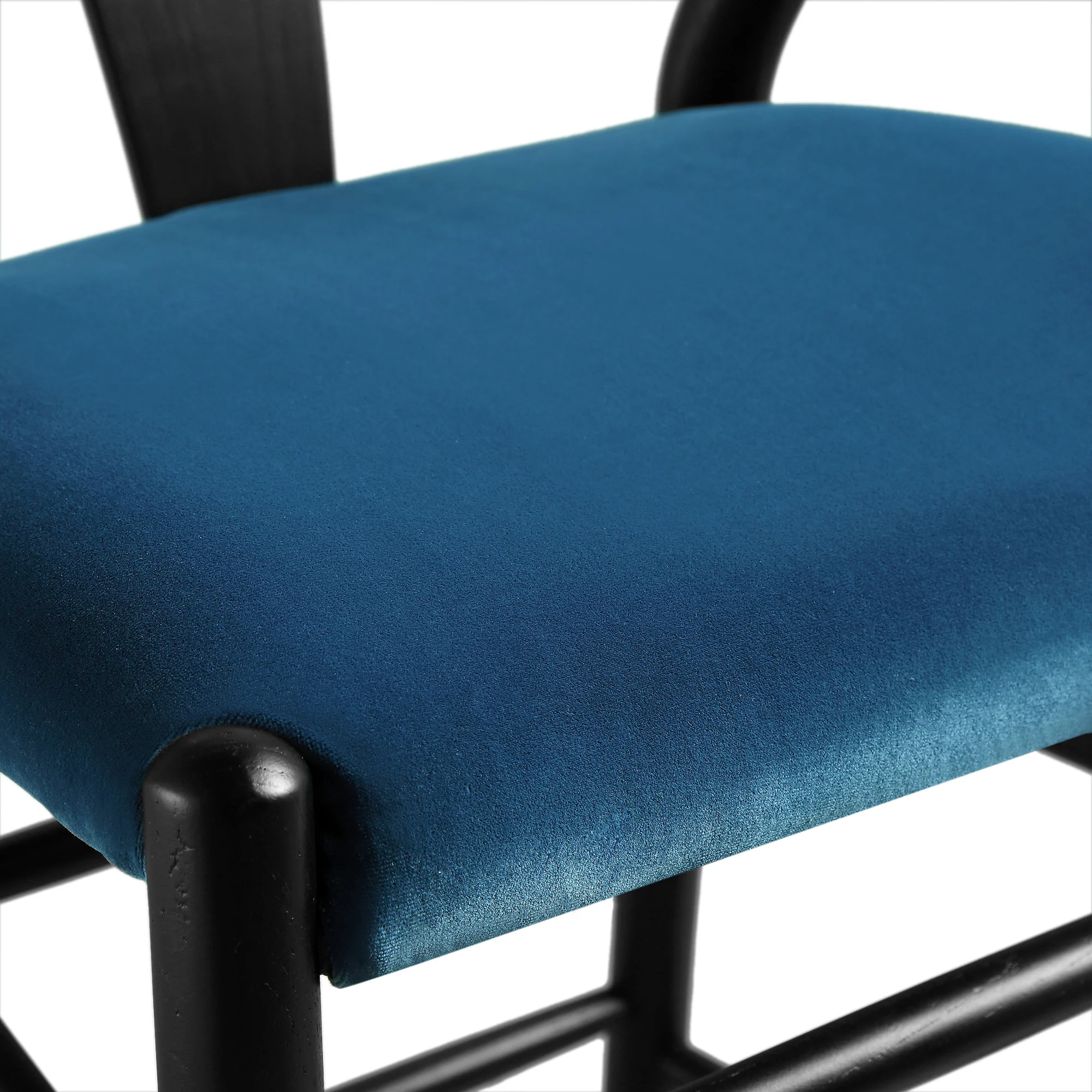 Hansel Upholstered Counter Stool, Blue Velvet and Black Frame - Image 13