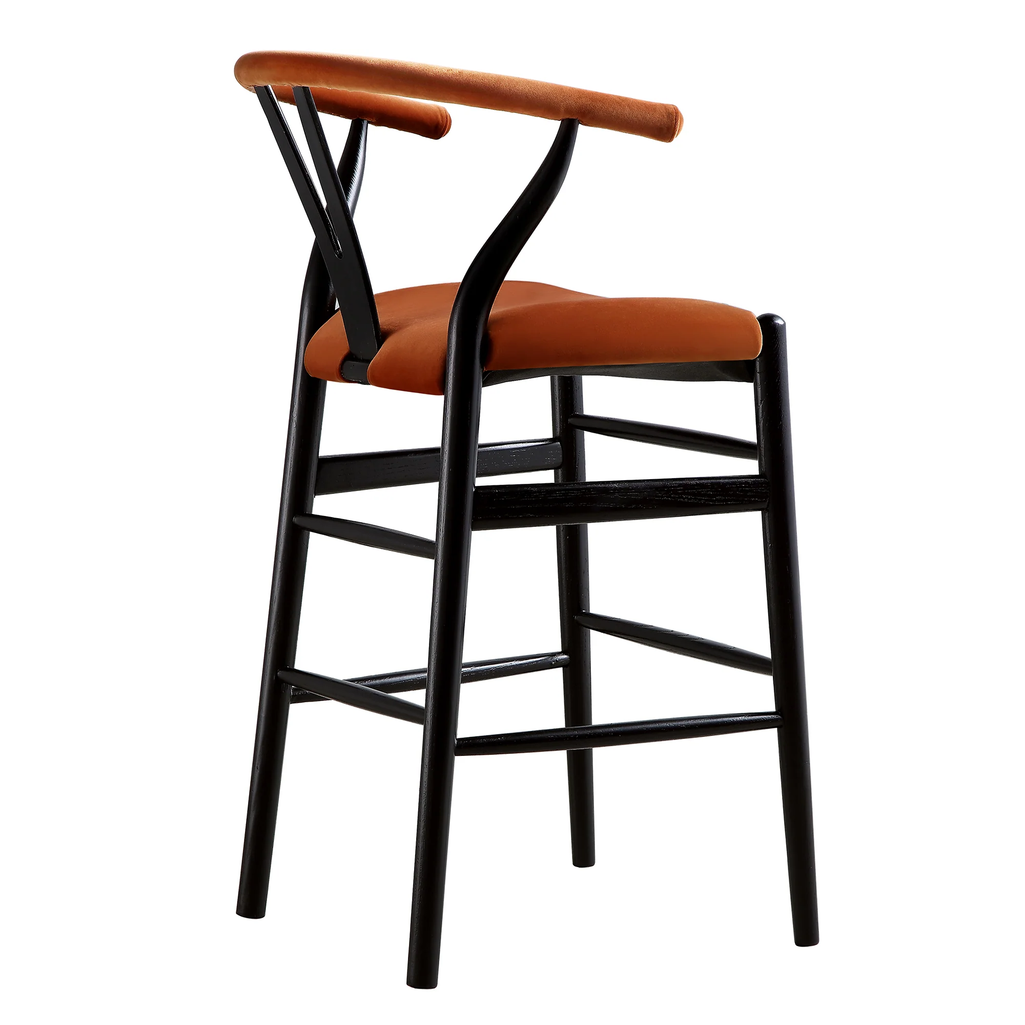 Hansel Upholstered Counter Stool, Rust Velvet and Black Frame - Image 10