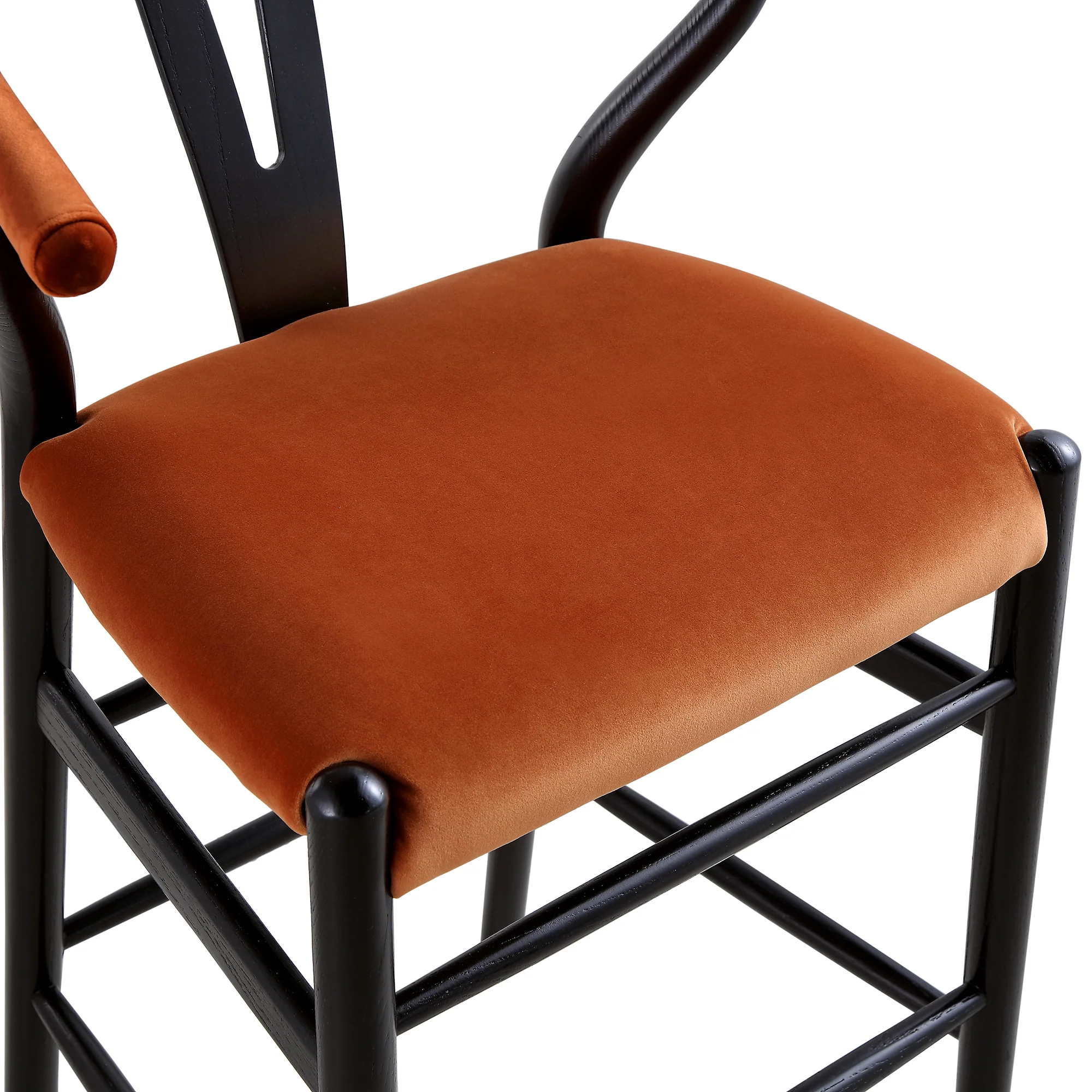 Hansel Upholstered Counter Stool, Rust Velvet and Black Frame - Image 13