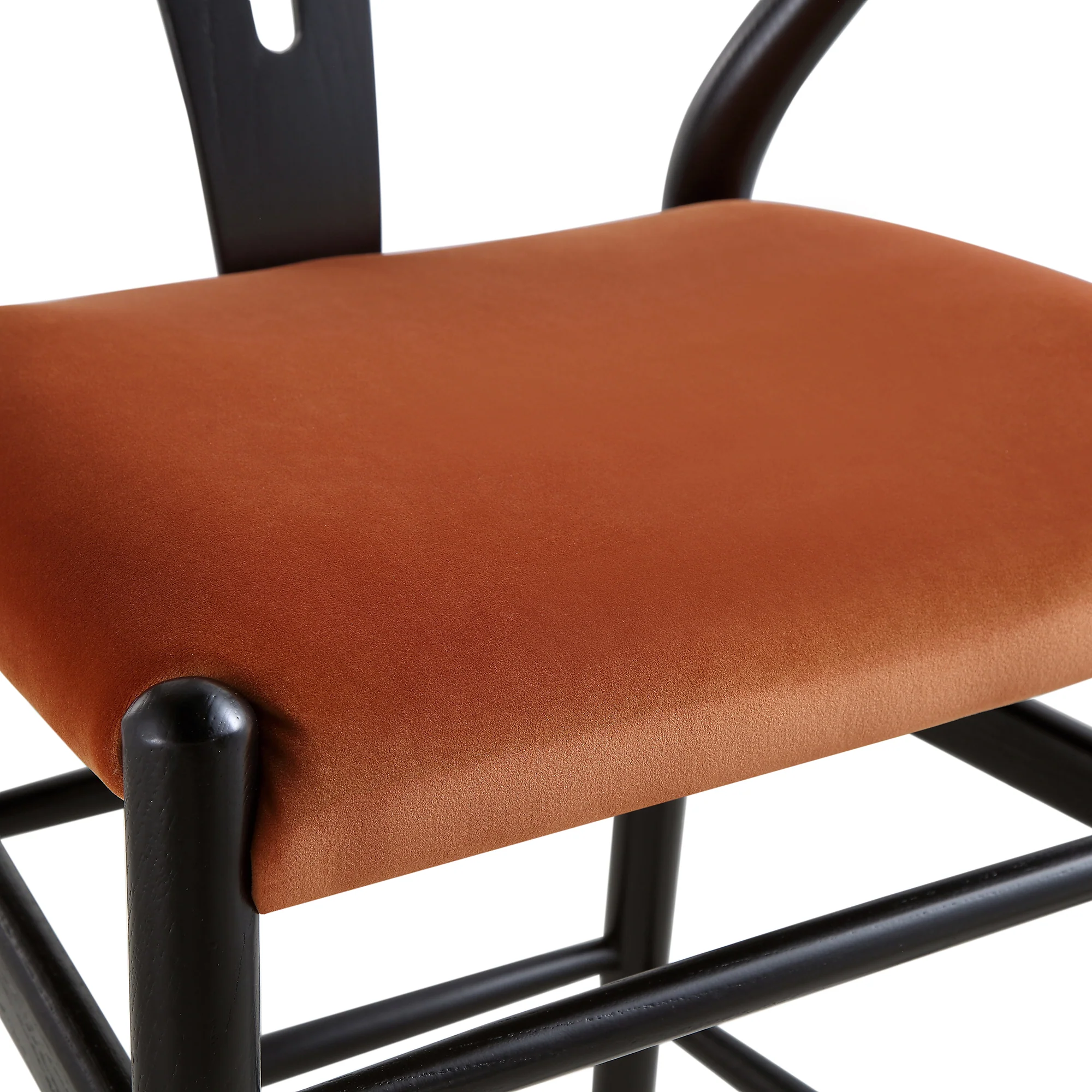 Hansel Upholstered Counter Stool, Rust Velvet and Black Frame - Image 14