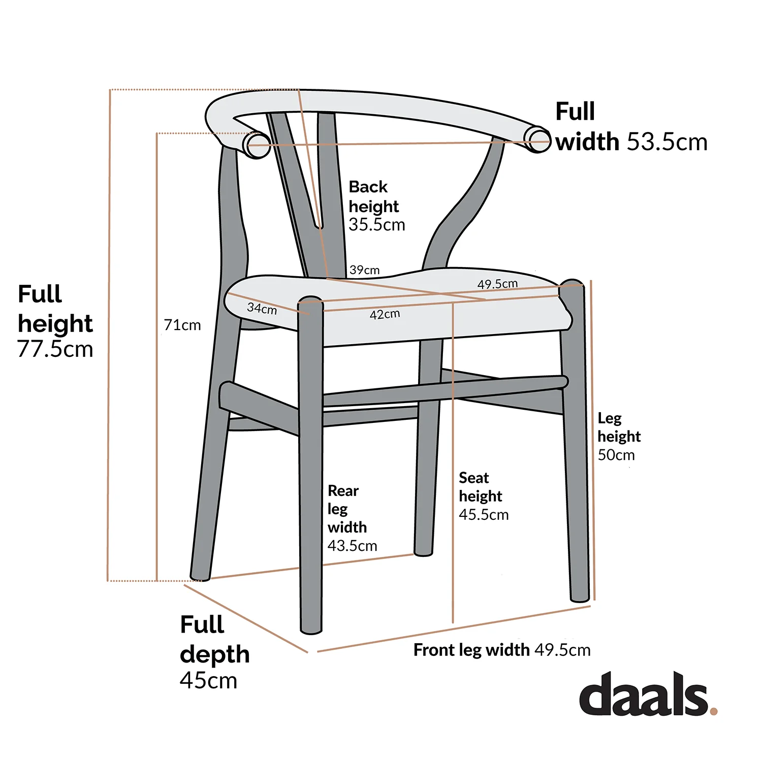 Hansel Upholstered Padded Dining Chair, Rust Velvet and Black Frame - Image 6