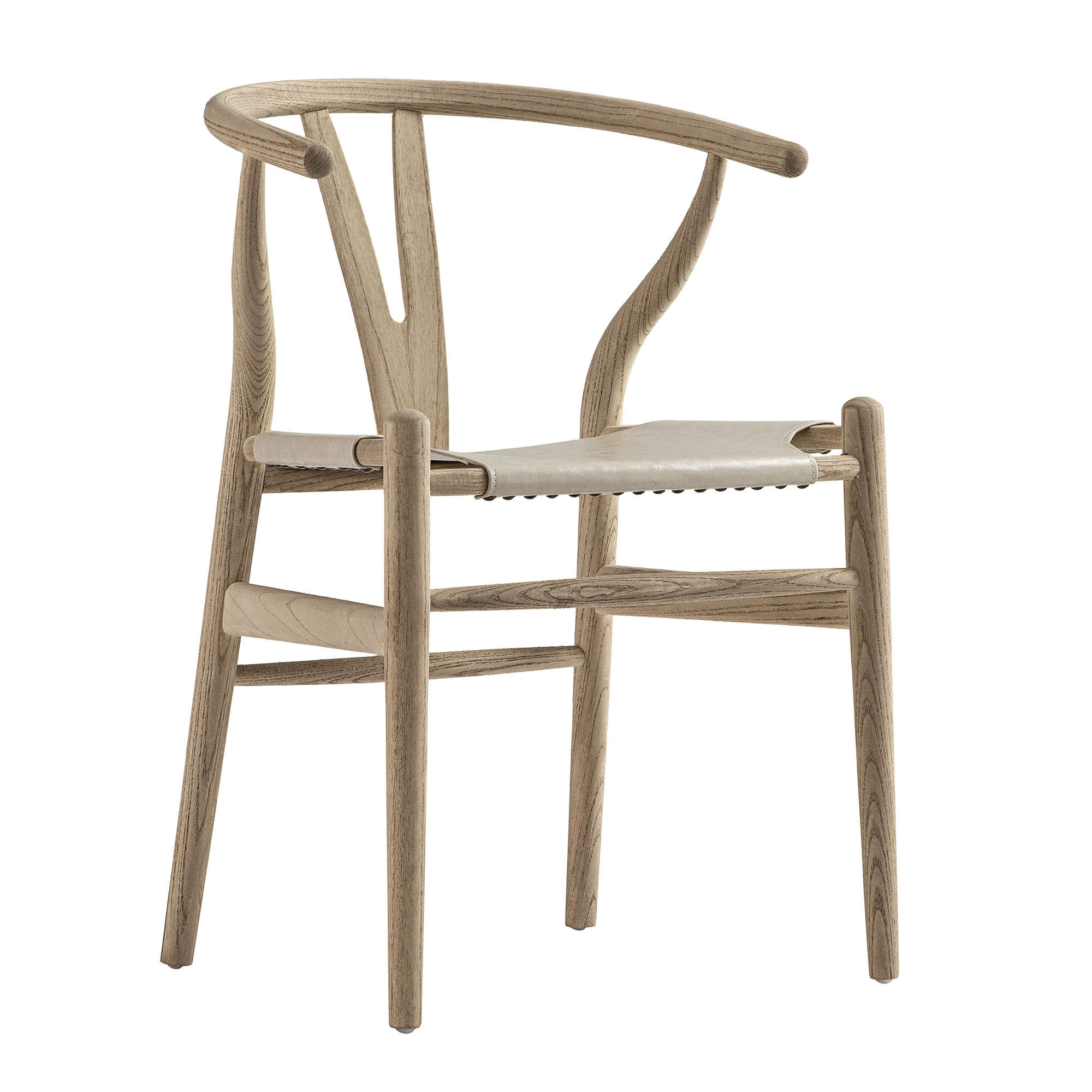 Hansel Dining Chair, Weathered Elm Frame with Light Grey Faux Leather Seat - Image 5