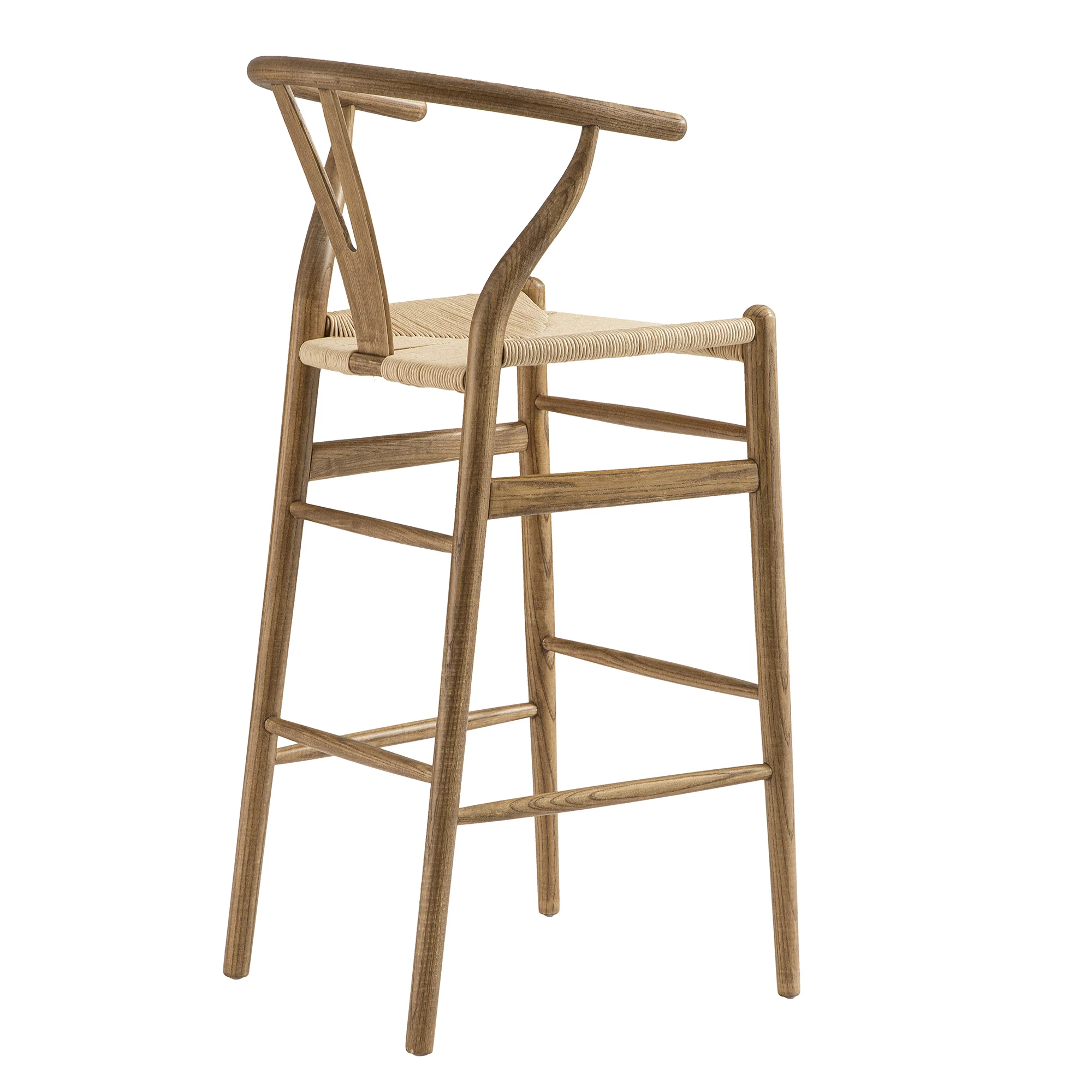 Hansel Wooden Natural Weave Bar Stool, Light Walnut Colour Frame - Image 6