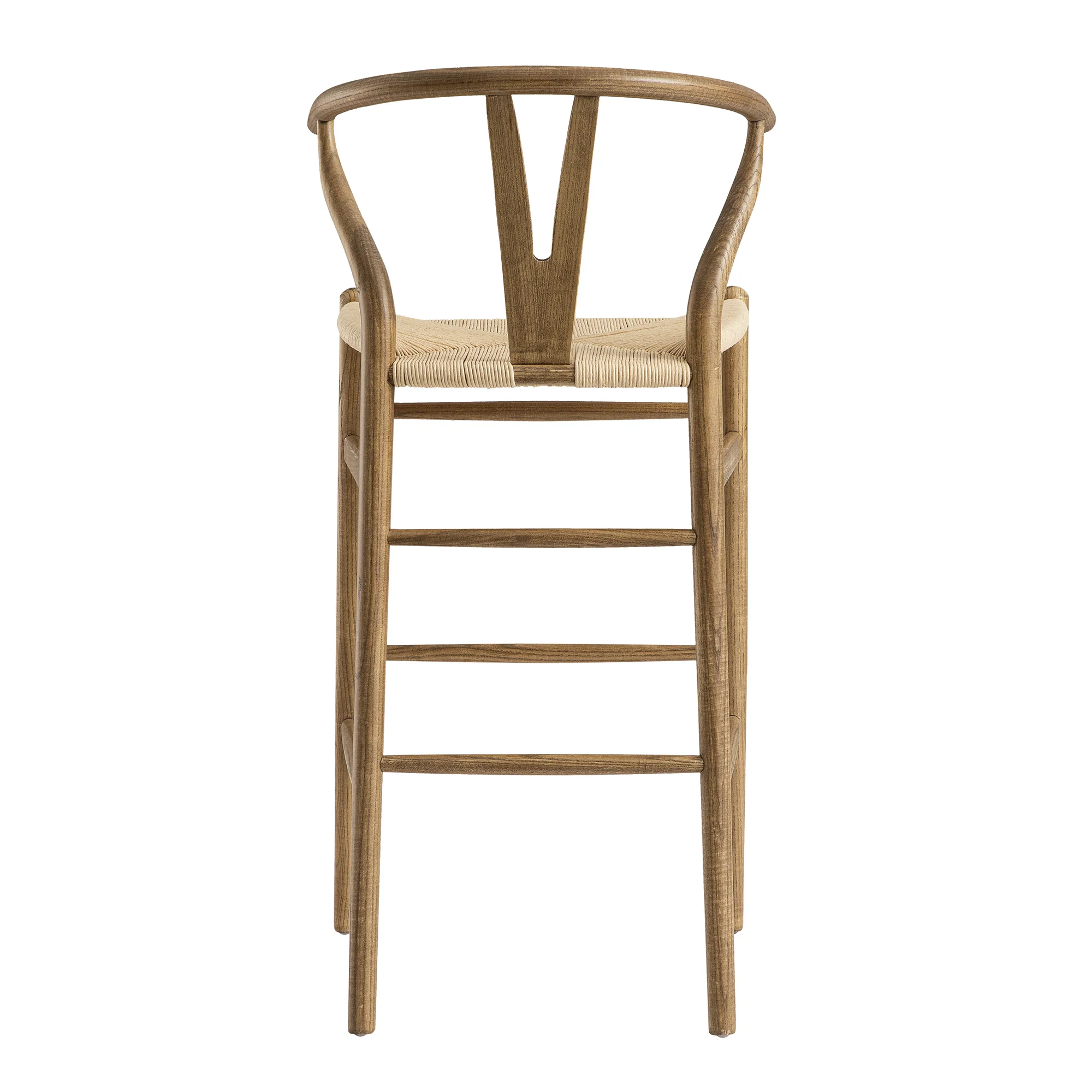 Hansel Wooden Natural Weave Bar Stool, Light Walnut Colour Frame - Image 7