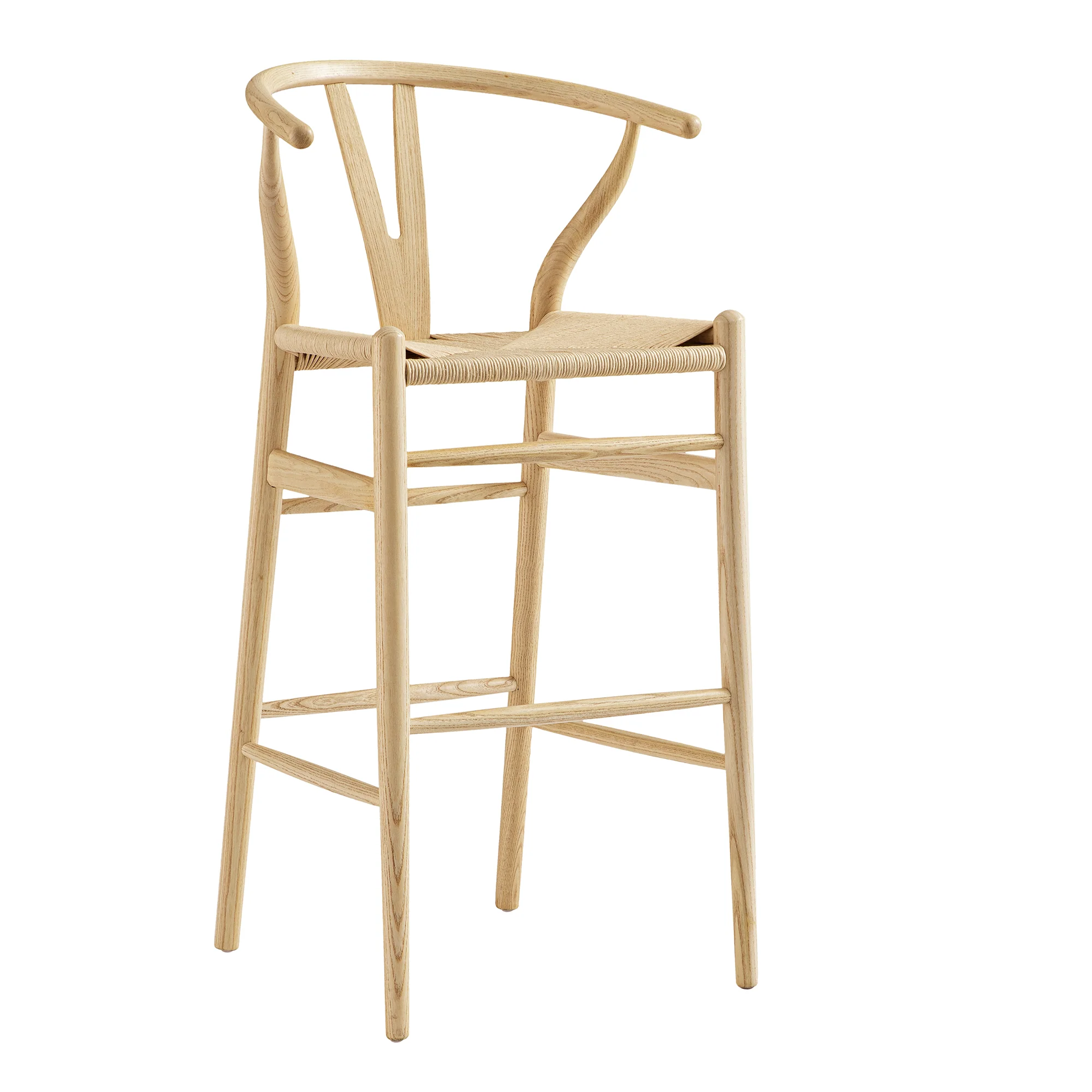 Hansel Wooden Natural Weave Bar Stool, Natural Frame - Image 2