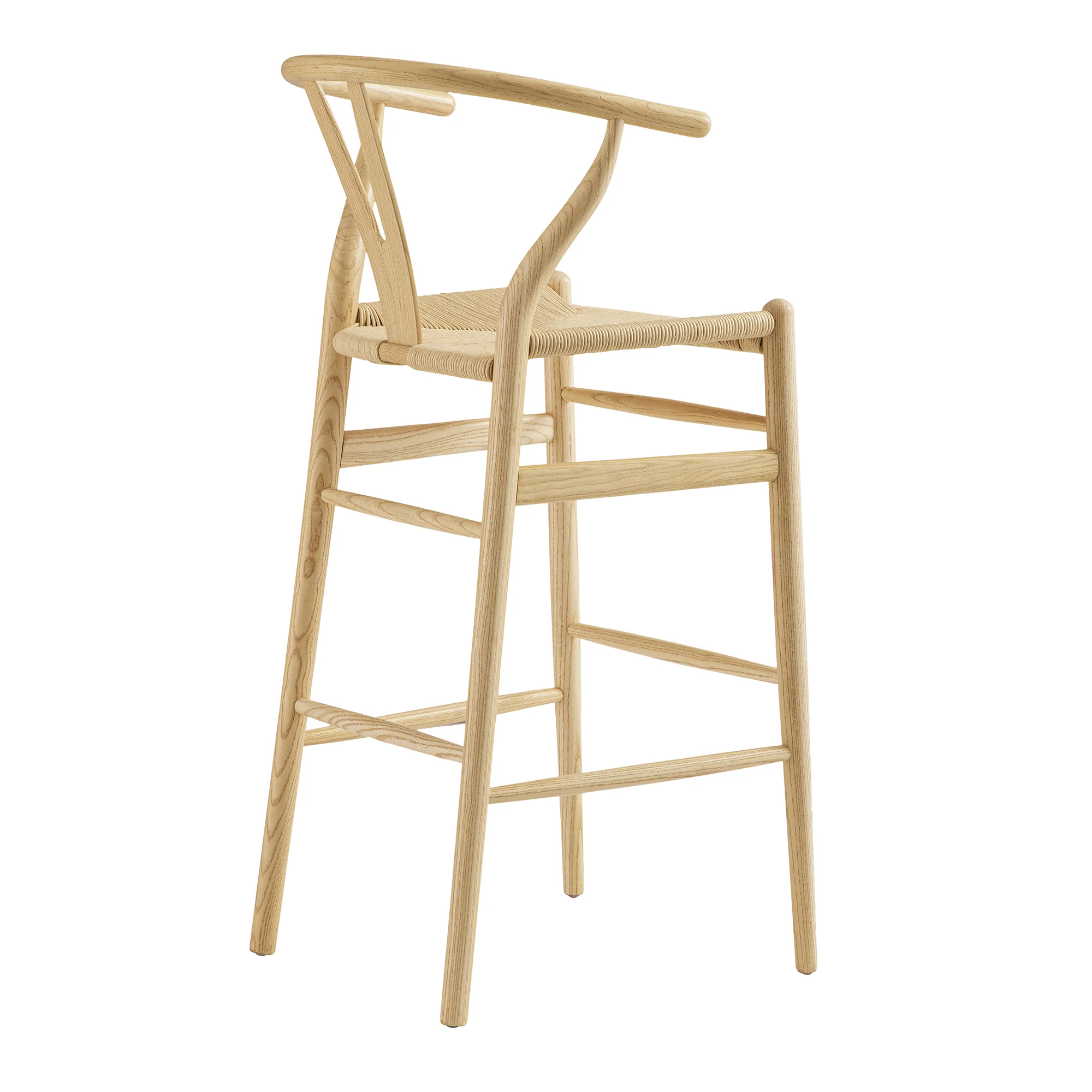 Hansel Wooden Natural Weave Bar Stool, Natural Frame - Image 6