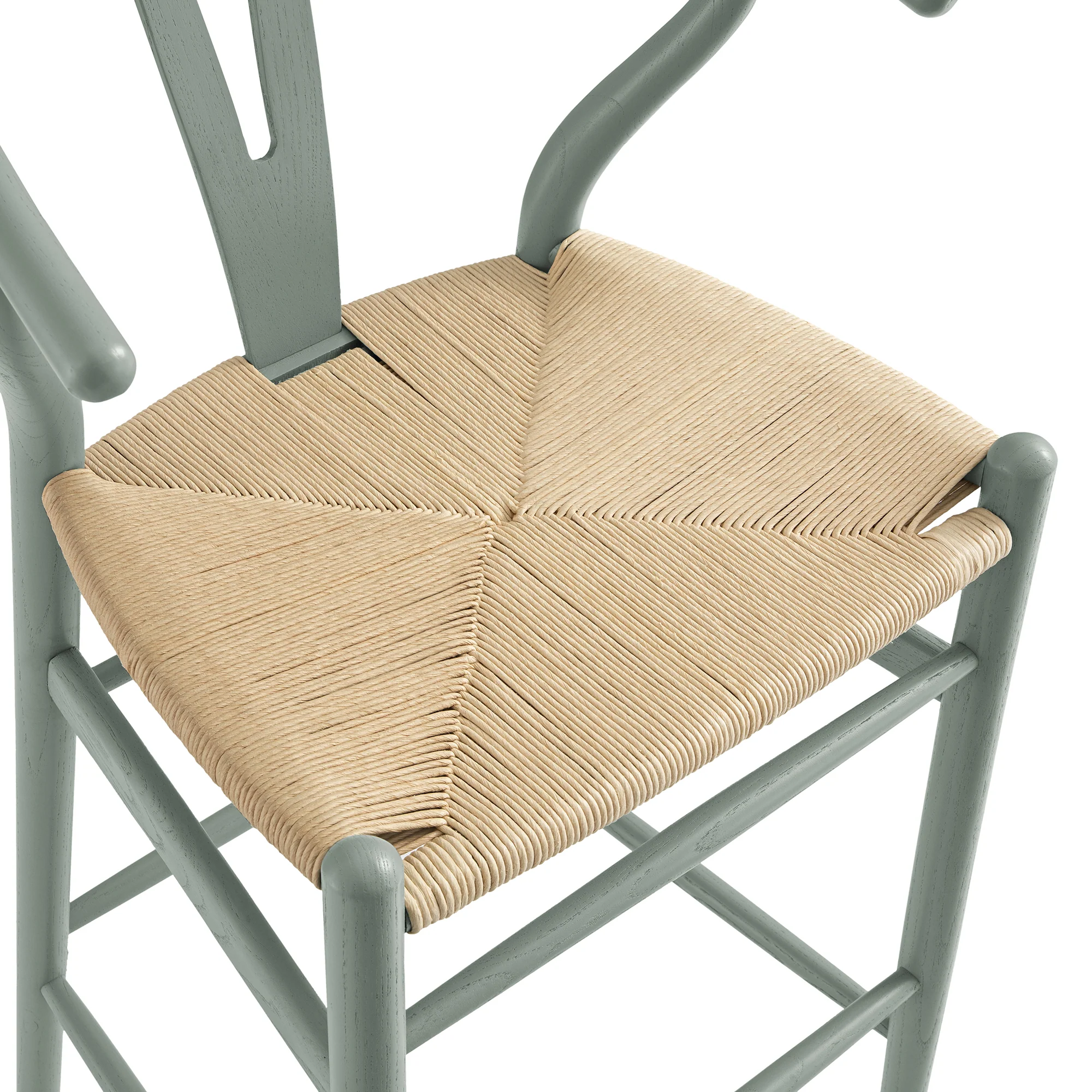 Hansel Wooden Natural Weave Bar Stool, Sage Green Frame - Image 10