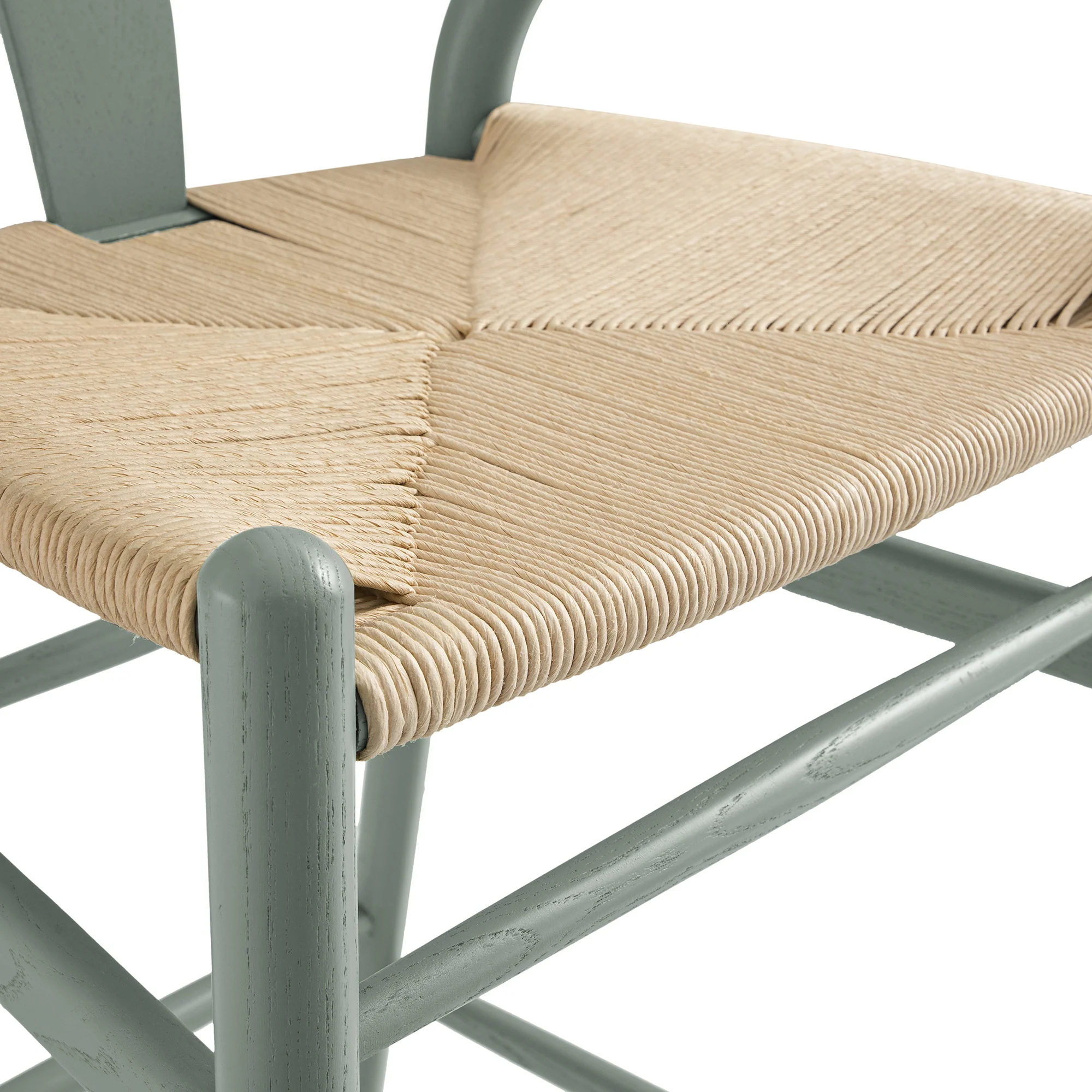 Hansel Wooden Natural Weave Bar Stool, Sage Green Frame - Image 12