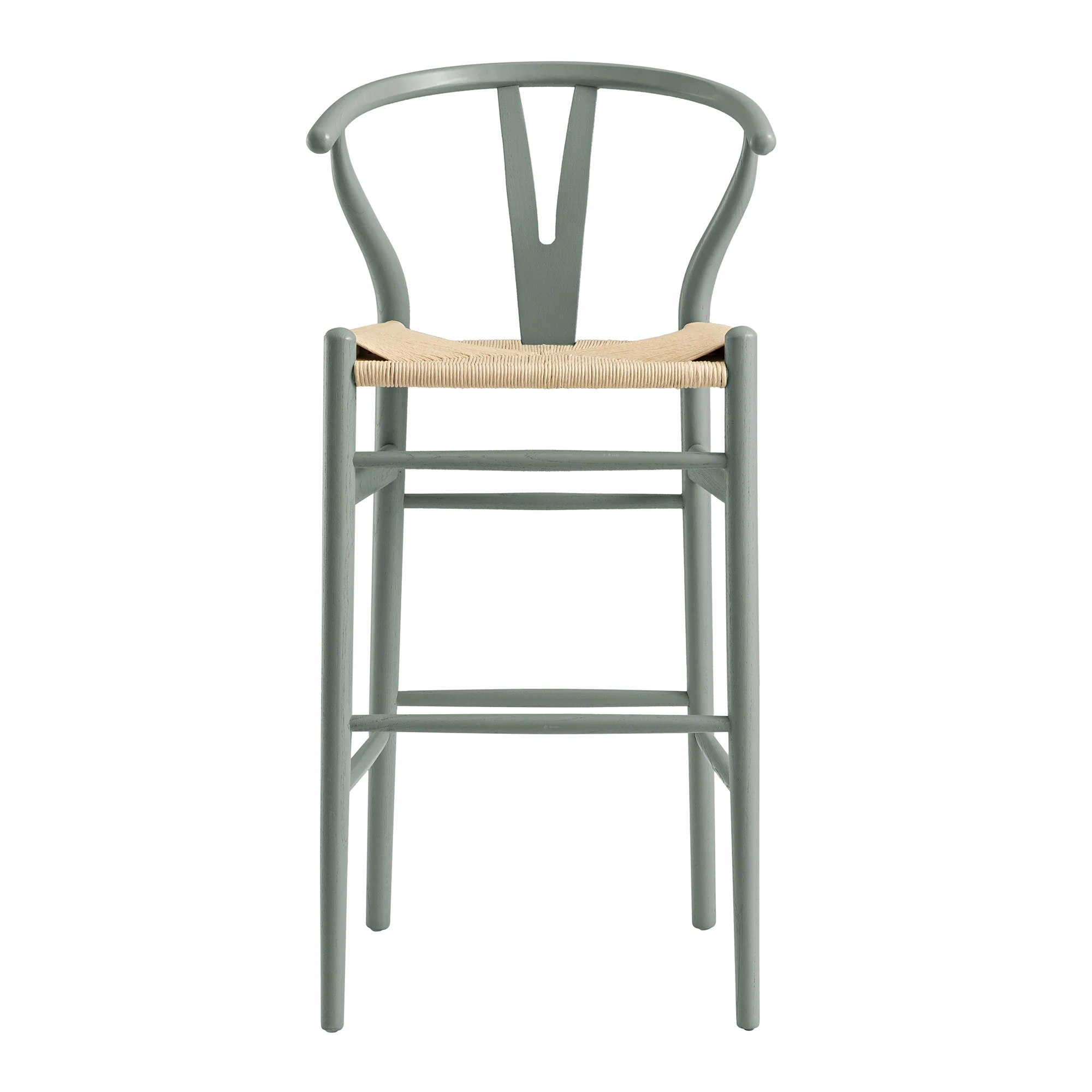 Hansel Wooden Natural Weave Bar Stool, Sage Green Frame - Image 3