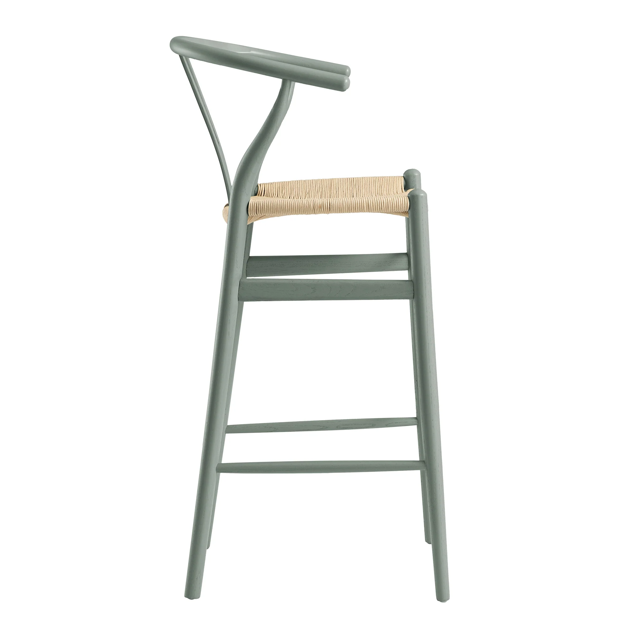 Hansel Wooden Natural Weave Bar Stool, Sage Green Frame - Image 7