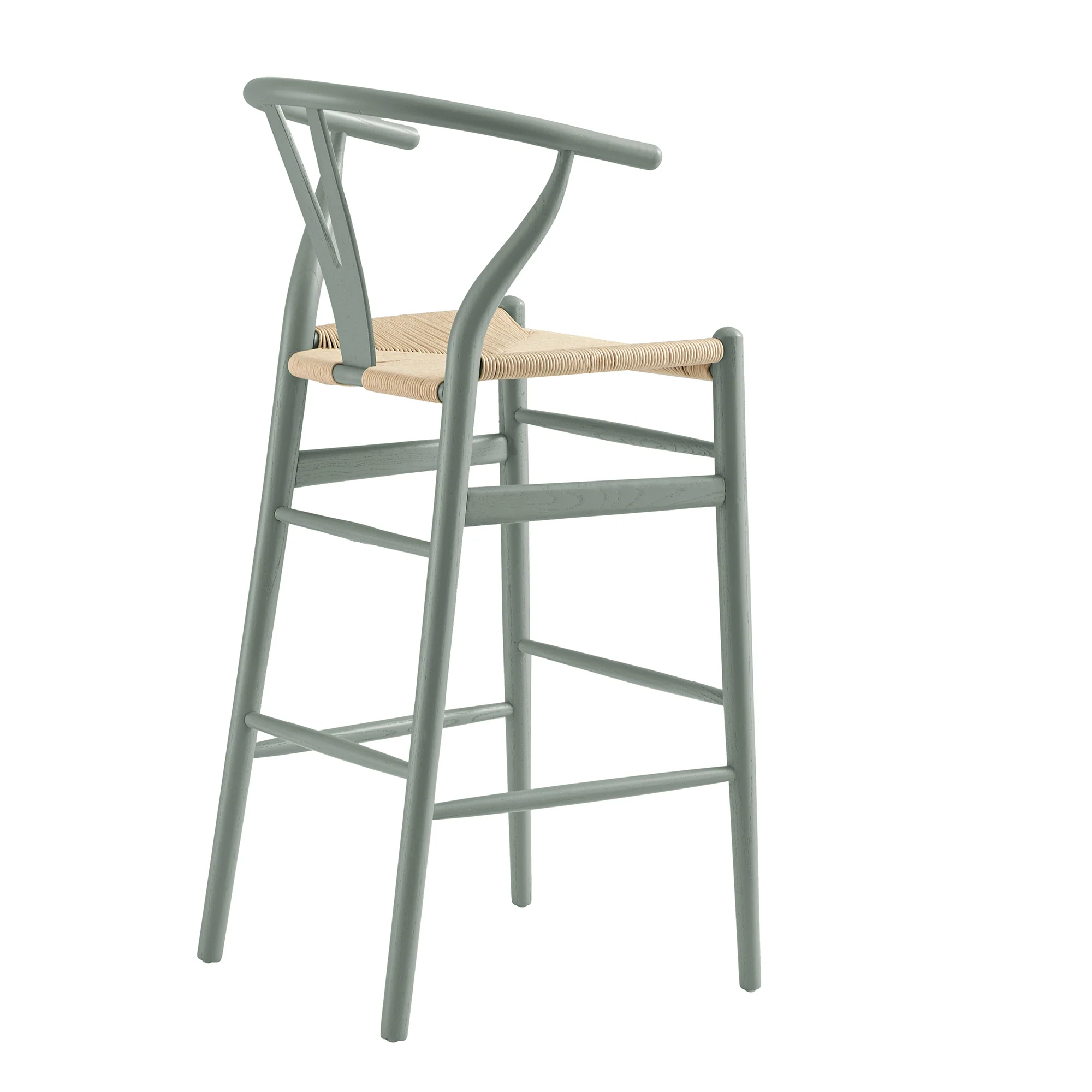 Hansel Wooden Natural Weave Bar Stool, Sage Green Frame - Image 8