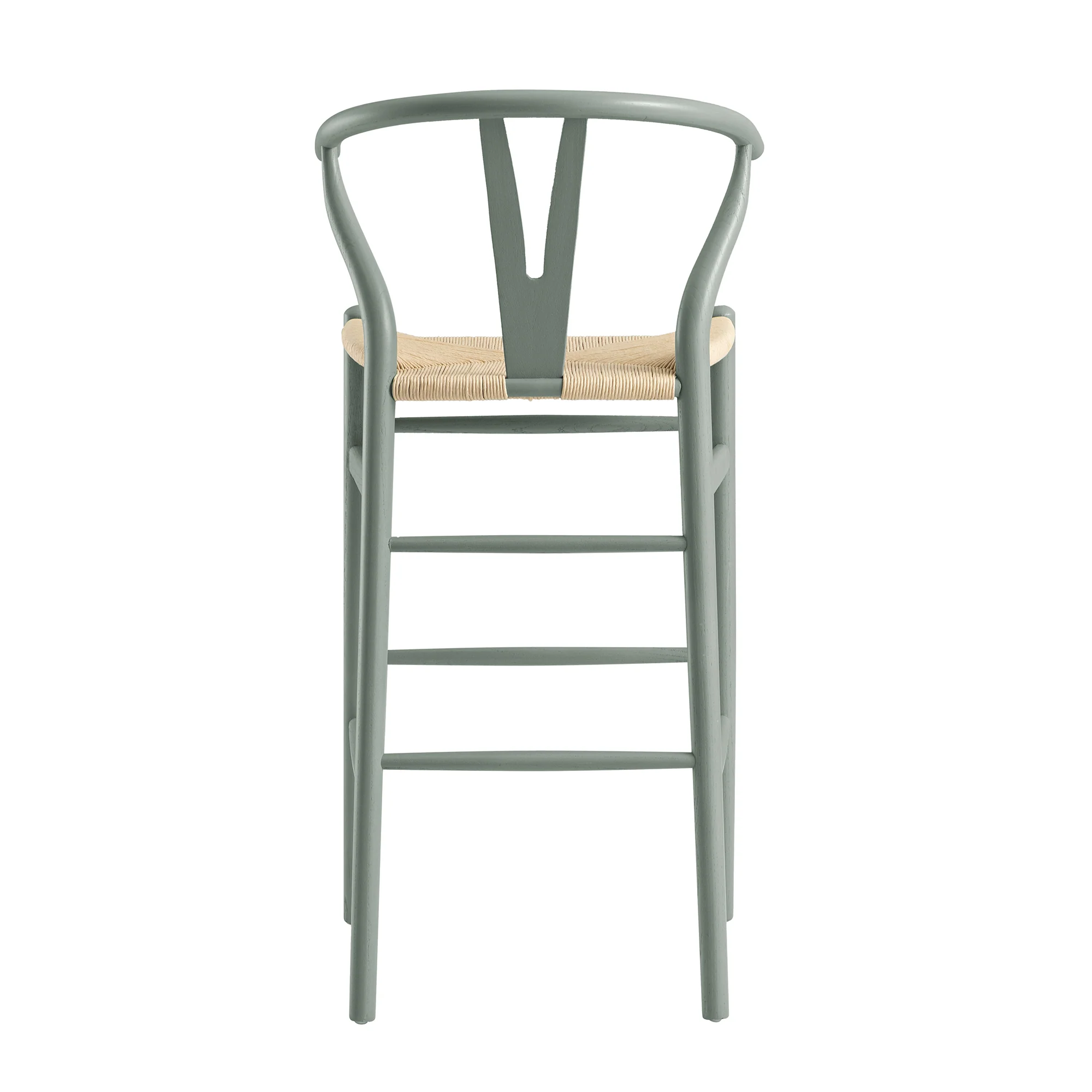 Hansel Wooden Natural Weave Bar Stool, Sage Green Frame - Image 9