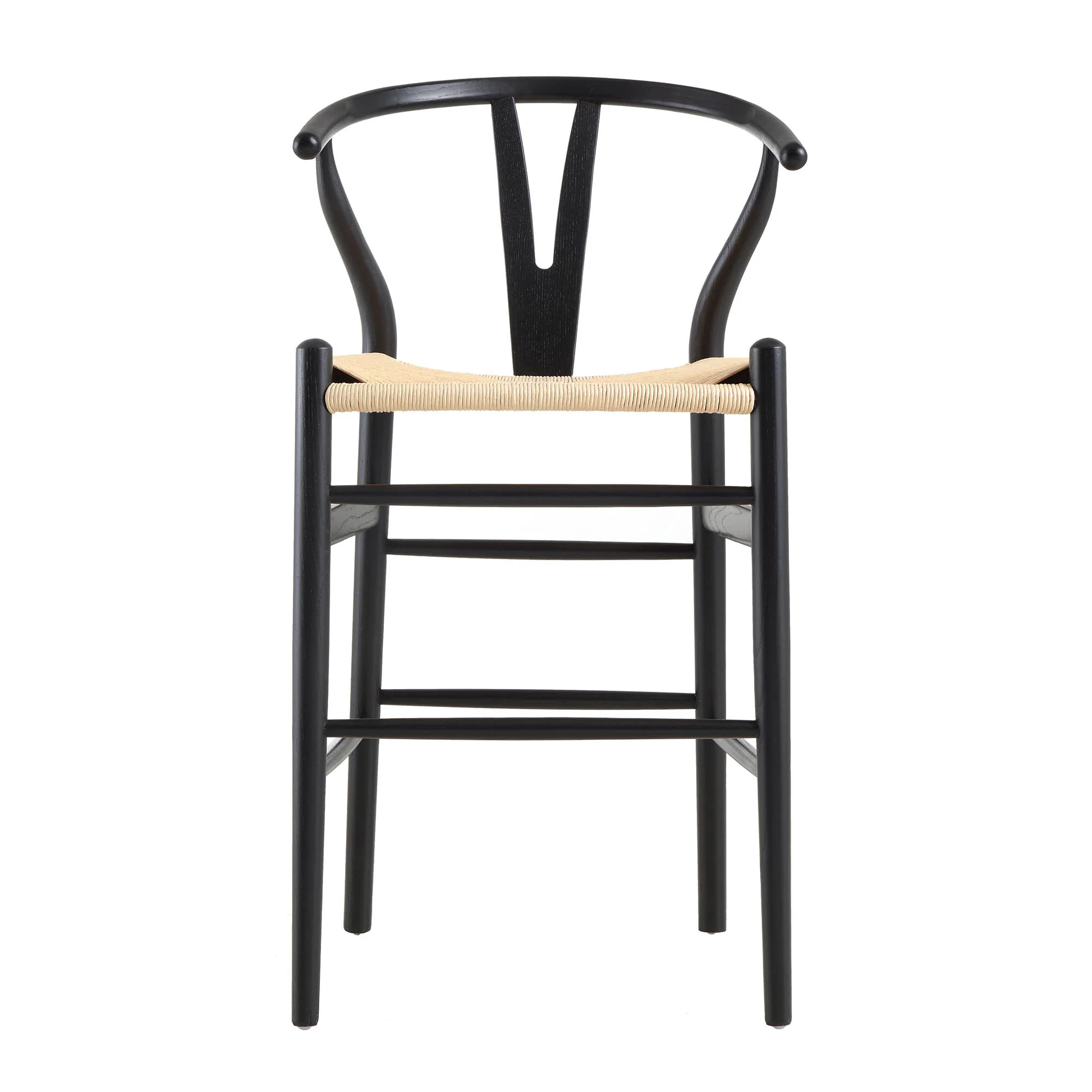 Hansel Wooden Natural Weave Counter Stool, Black Frame - Image 2