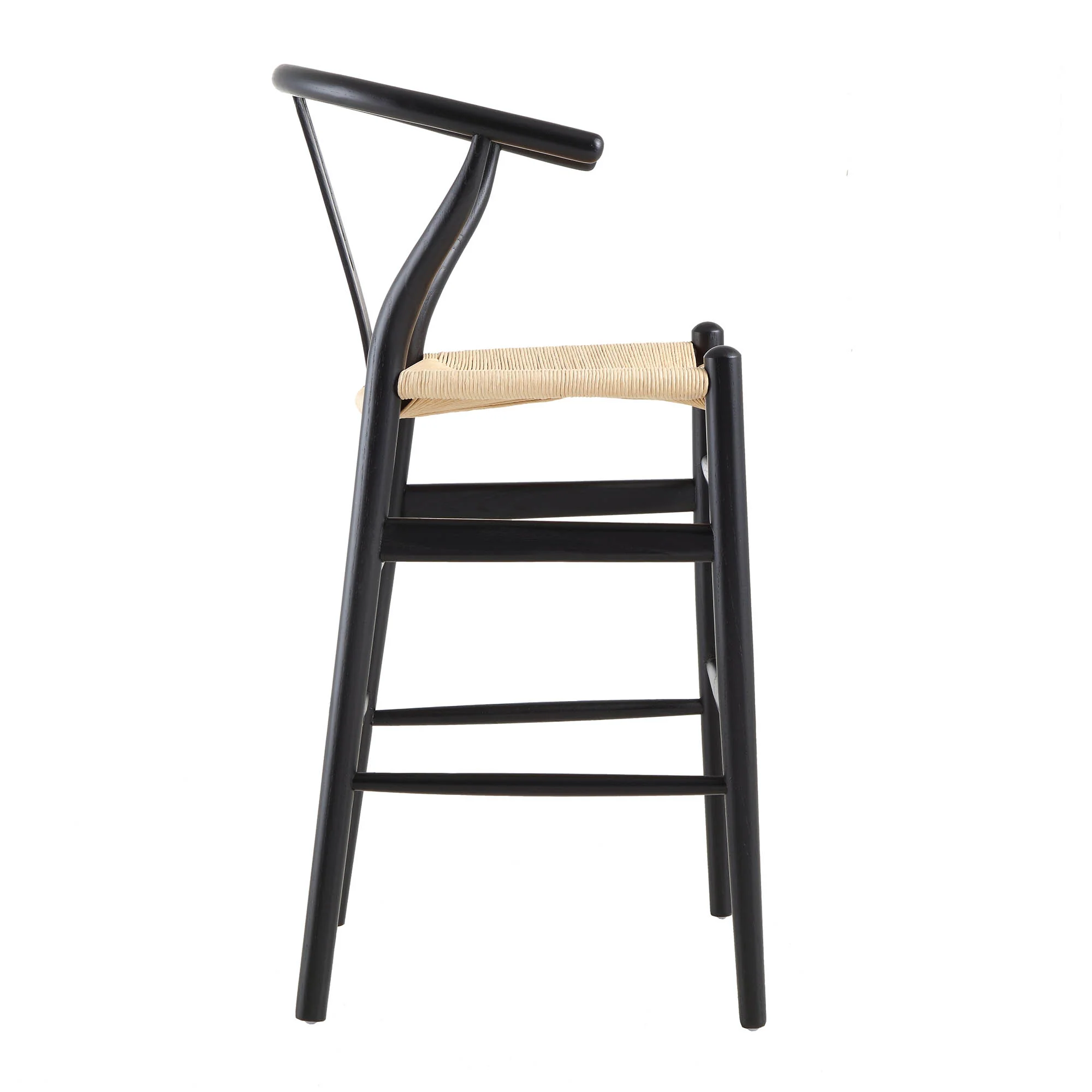 Hansel Wooden Natural Weave Counter Stool, Black Frame - Image 6