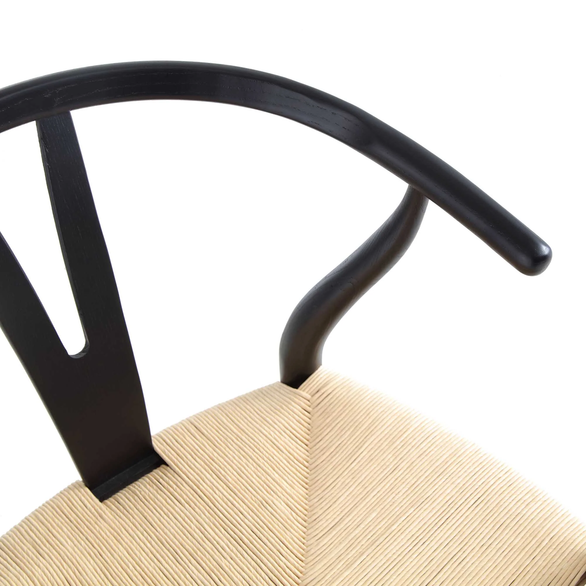 Hansel Wooden Natural Weave Counter Stool, Black Frame - Image 9