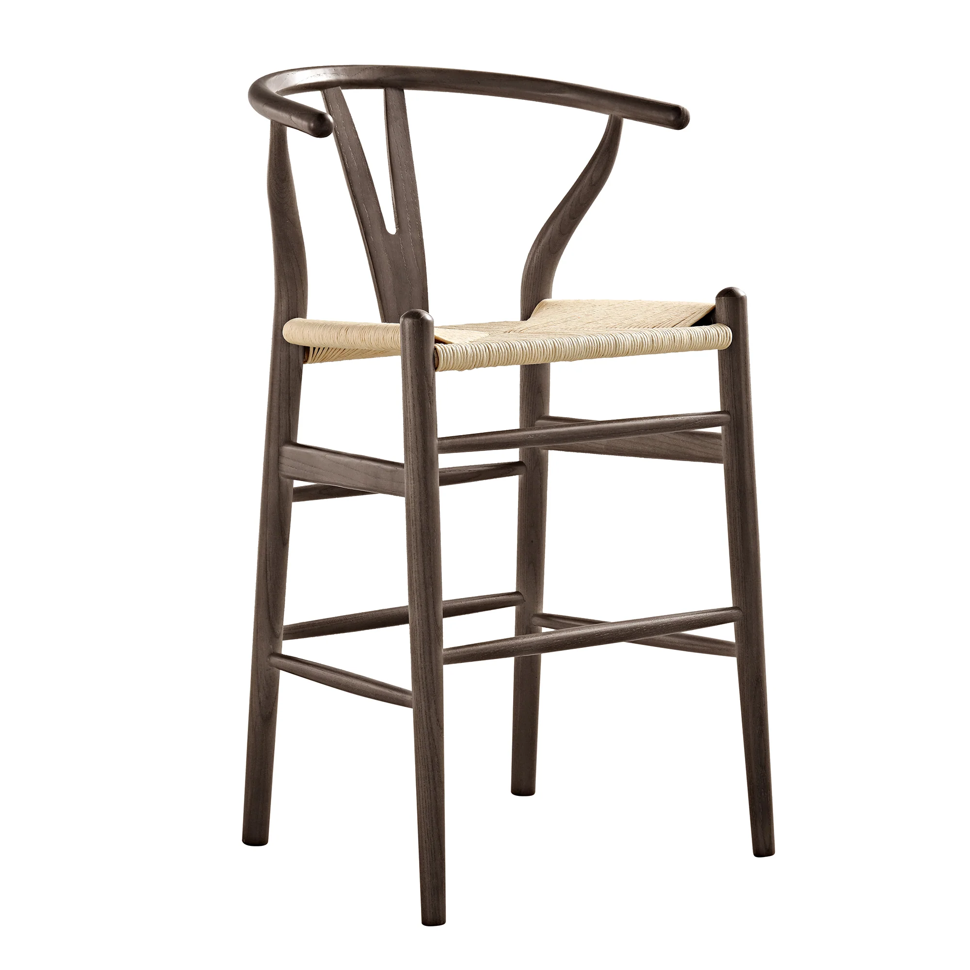 Hansel Wooden Natural Weave Counter Stool, Dark Walnut Colour Frame - Image 2