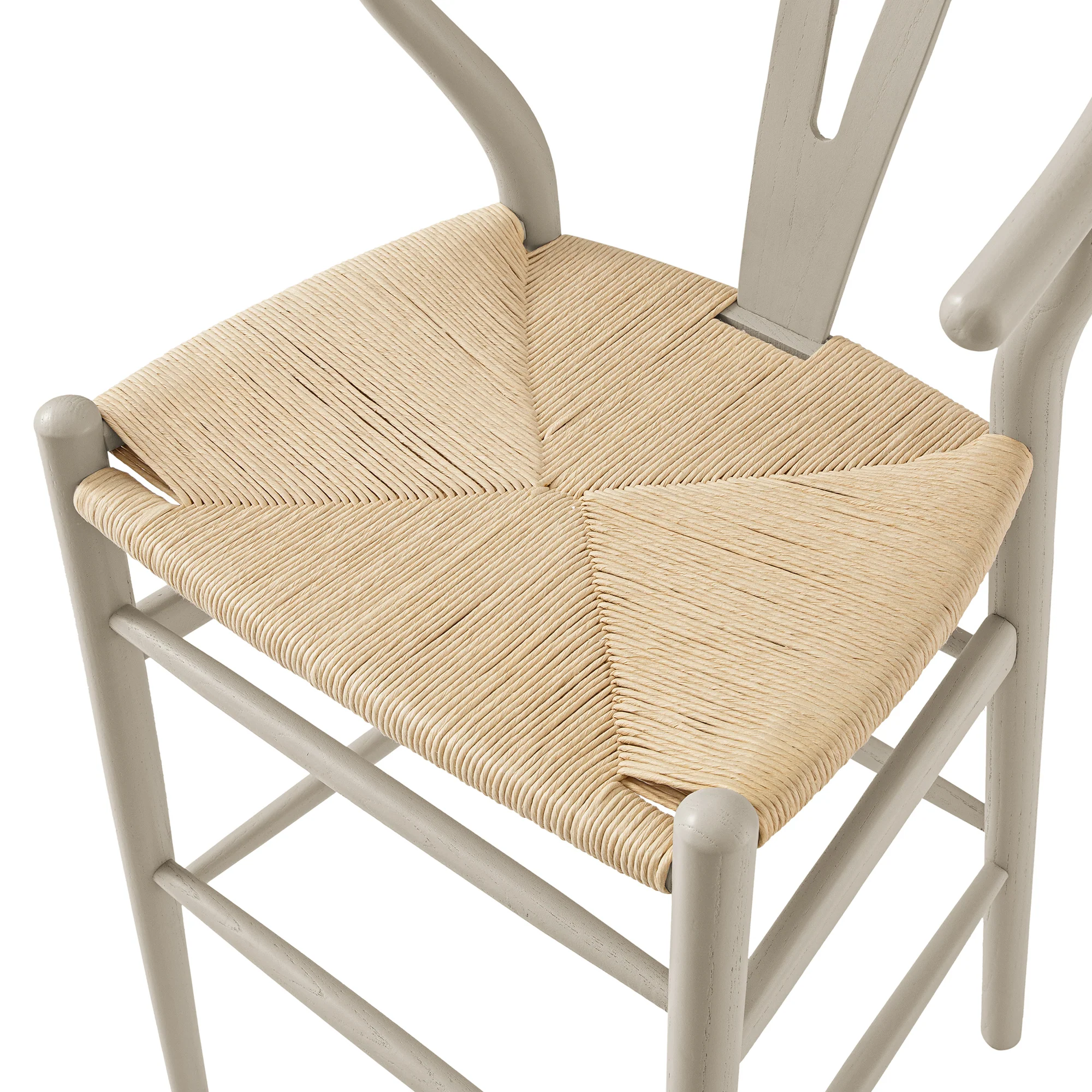 Hansel Wooden Natural Weave Counter Stool, Light Taupe Colour Frame - Image 10