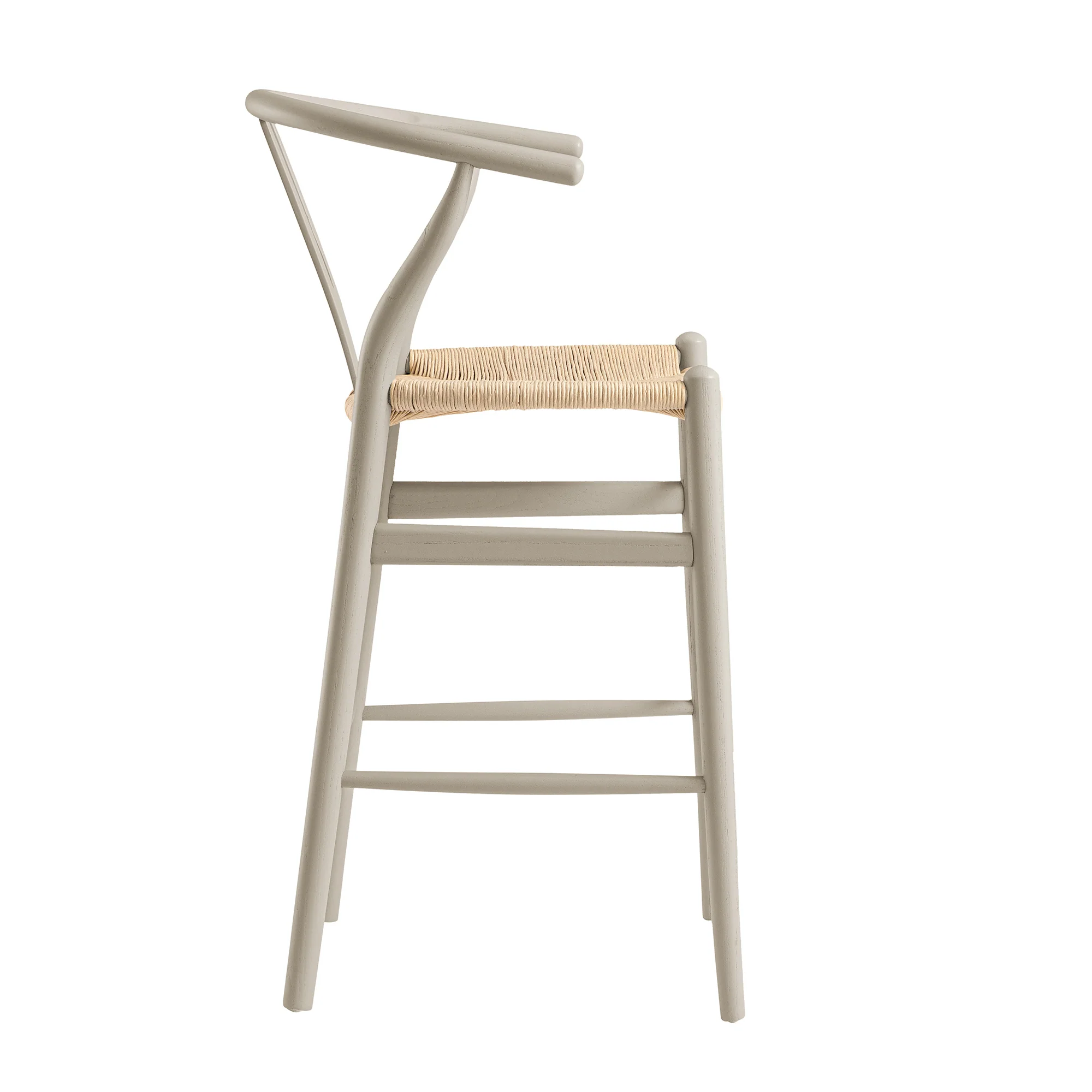 Hansel Wooden Natural Weave Counter Stool, Light Taupe Colour Frame - Image 5