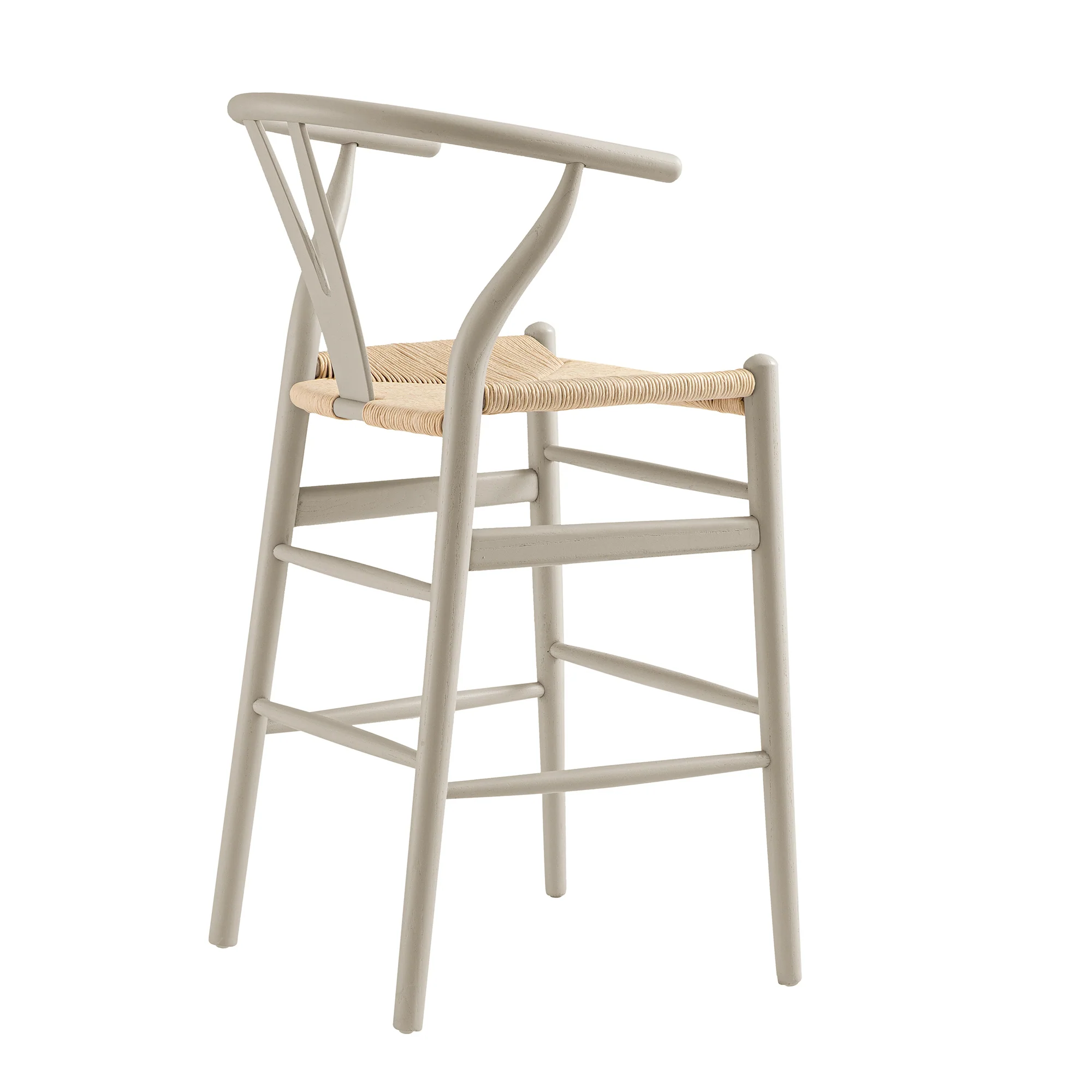 Hansel Wooden Natural Weave Counter Stool, Light Taupe Colour Frame - Image 6
