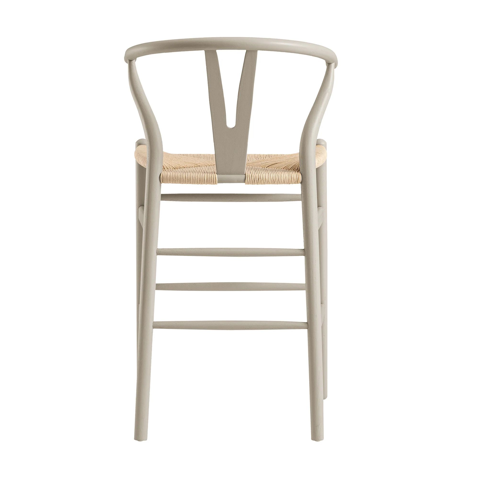 Hansel Wooden Natural Weave Counter Stool, Light Taupe Colour Frame - Image 7